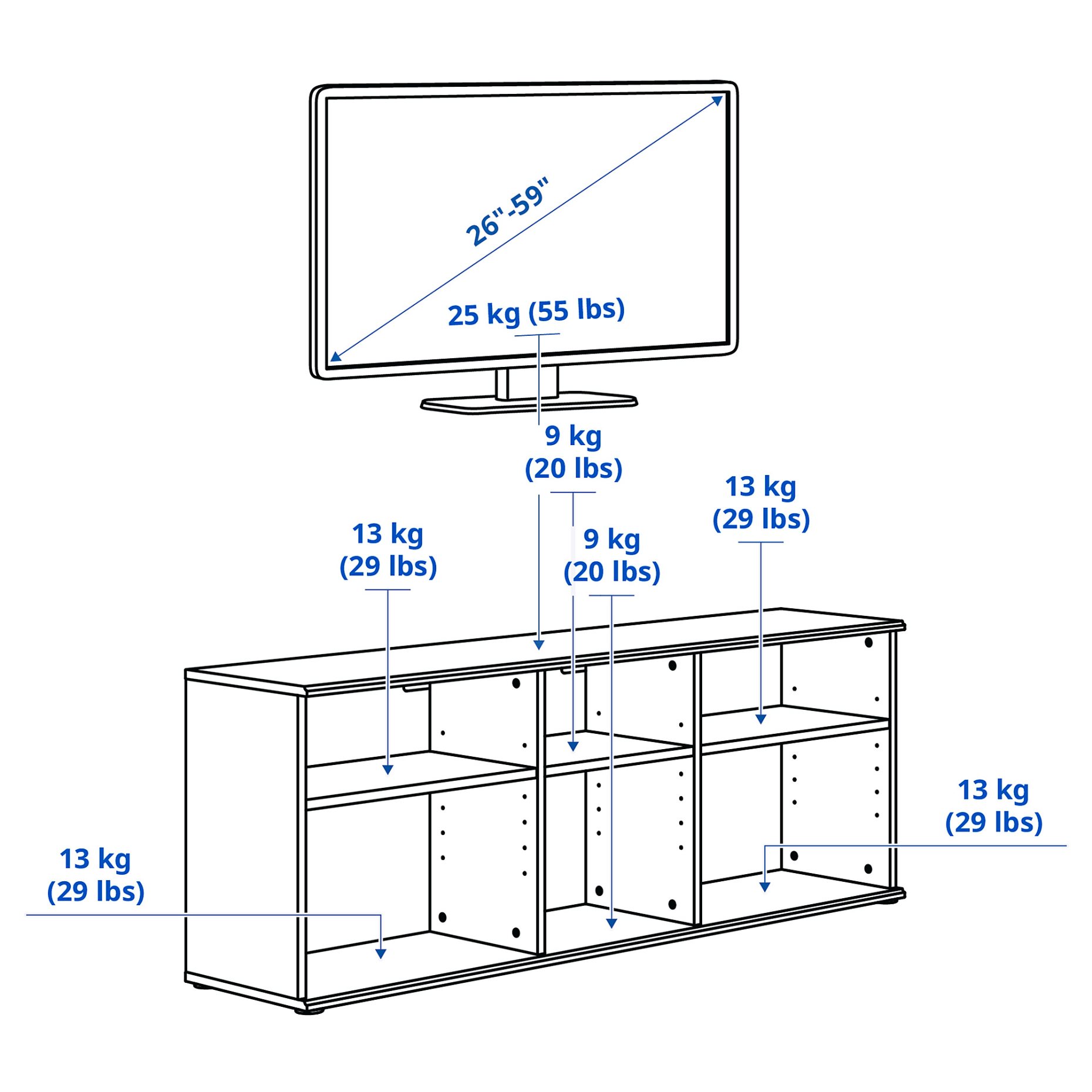 SKRUVBY, TV bench, 156x38x60 cm, 105.203.64