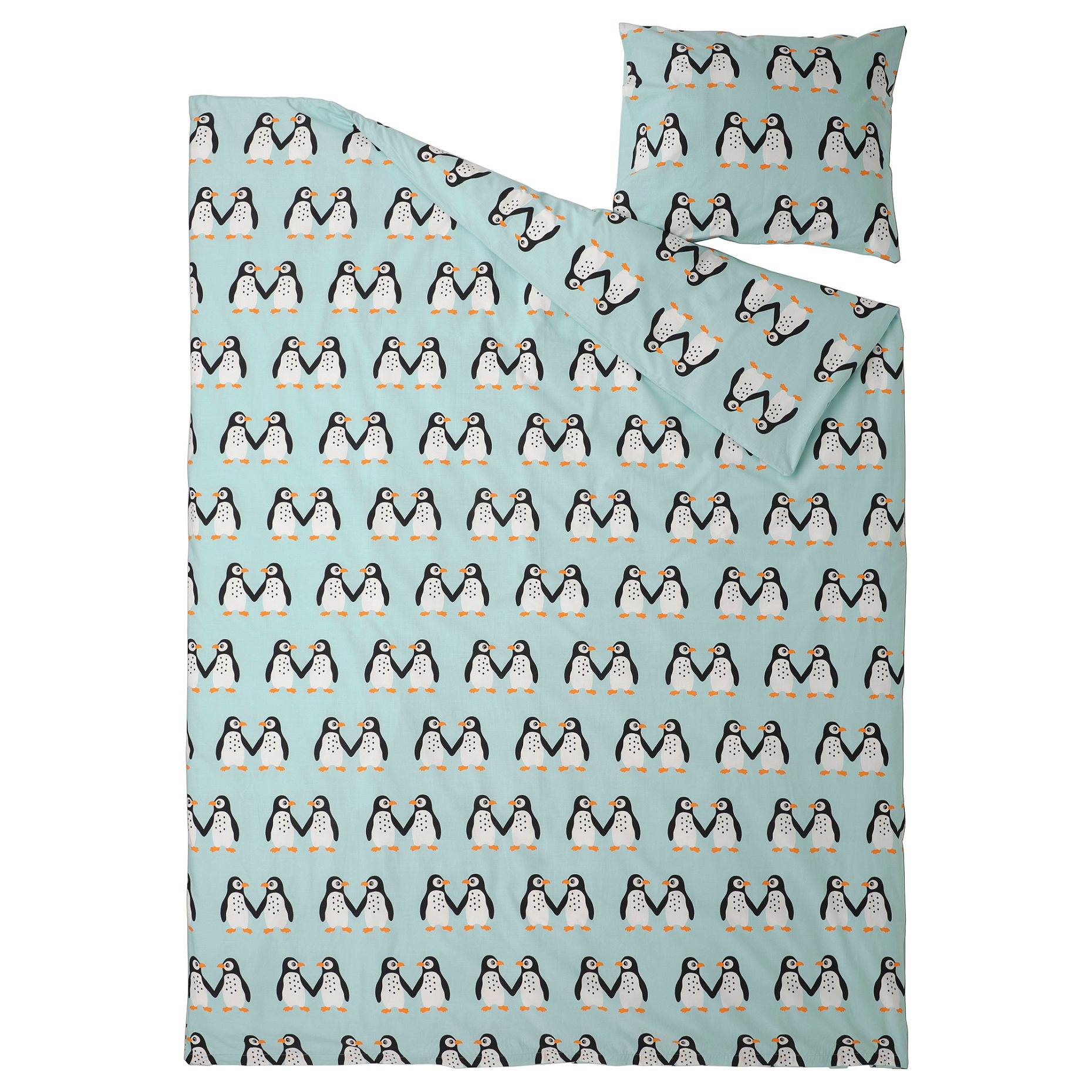 BLÅVINGAD, duvet cover and pillowcase/penguin pattern, 150x200/50x60 cm, 105.210.85