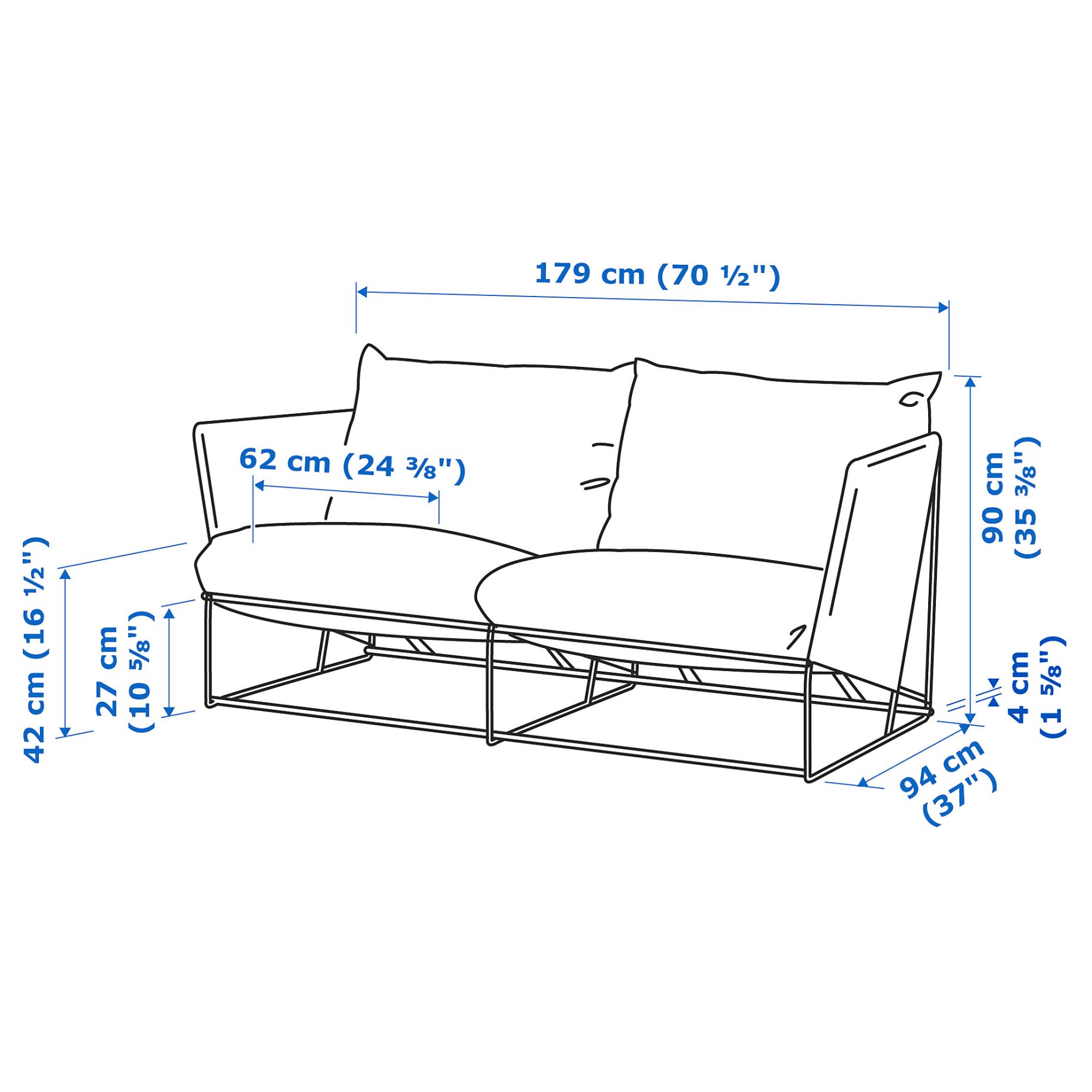 HAVSTEN, διθέσιος καναπές/ εξωτερικού χώρου, 179x92x76 cm, 105.424.98