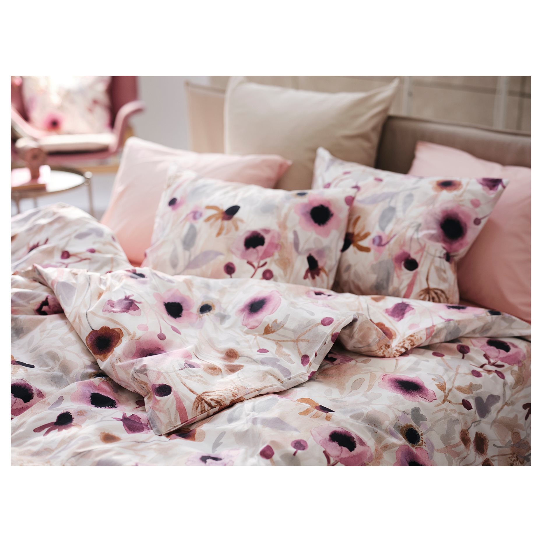 LÖNNHÖSTMAL, duvet cover and pillowcase/floral pattern, 150x200/50x60 cm, 105.470.28
