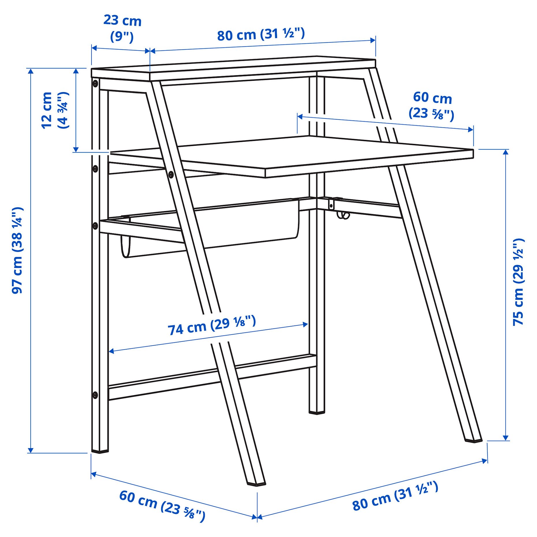 MITTPLAN, desk, 80x60 cm, 105.494.28