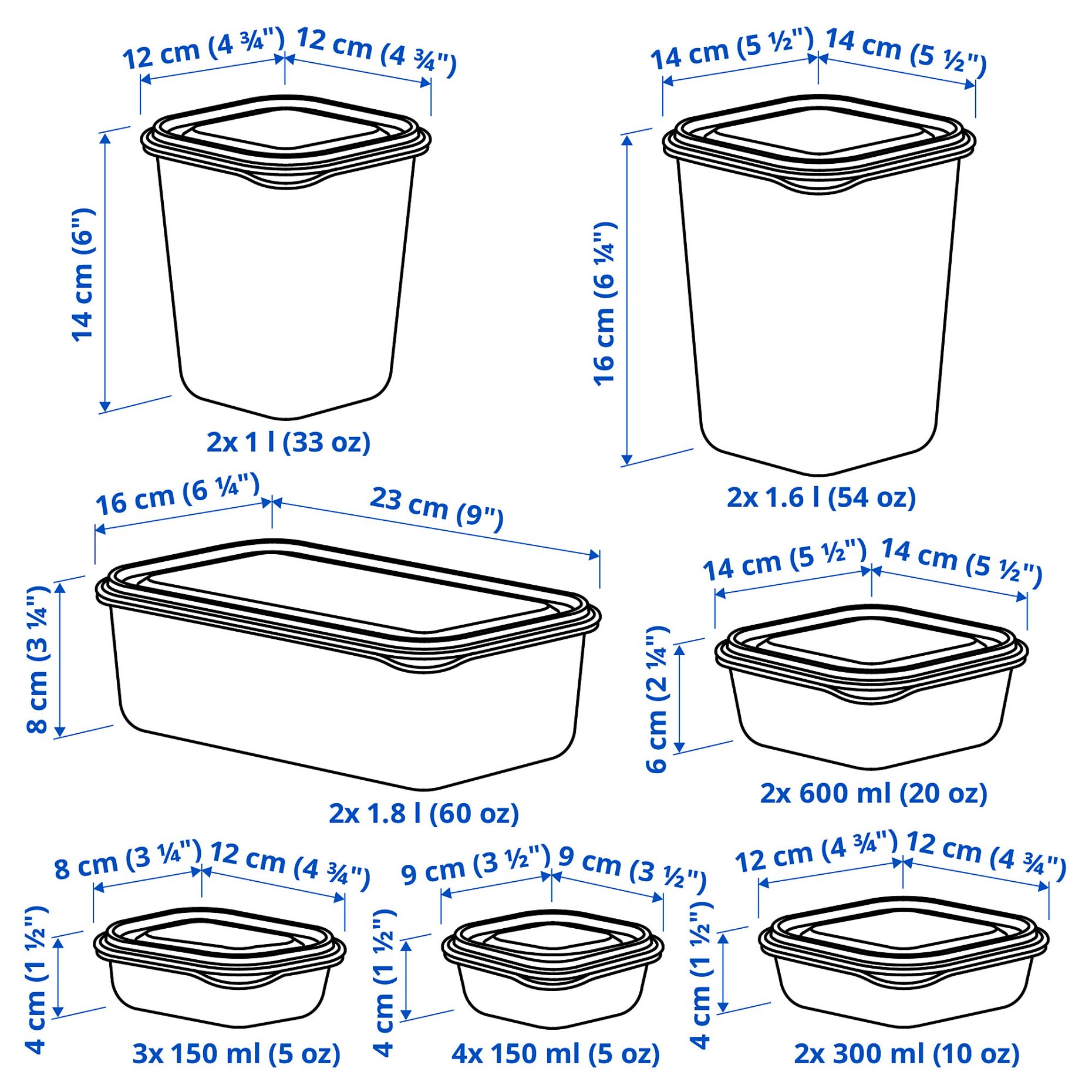 PRUTA, food container with lid, set of 17, 105.970.99