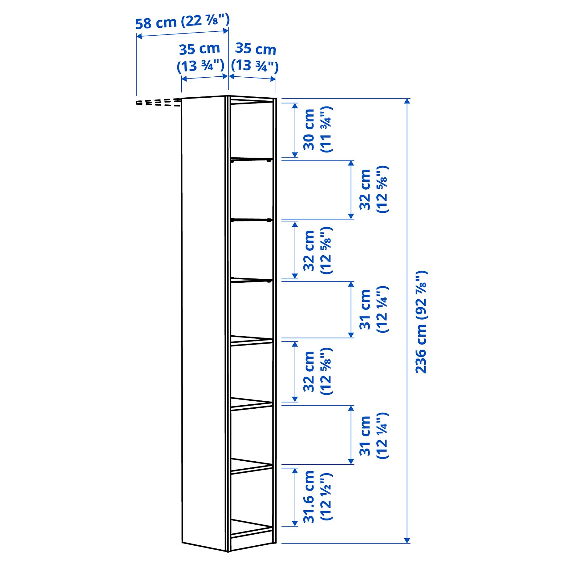 PAX, add-on mid-unit, 35x35x236 cm, 106.038.25