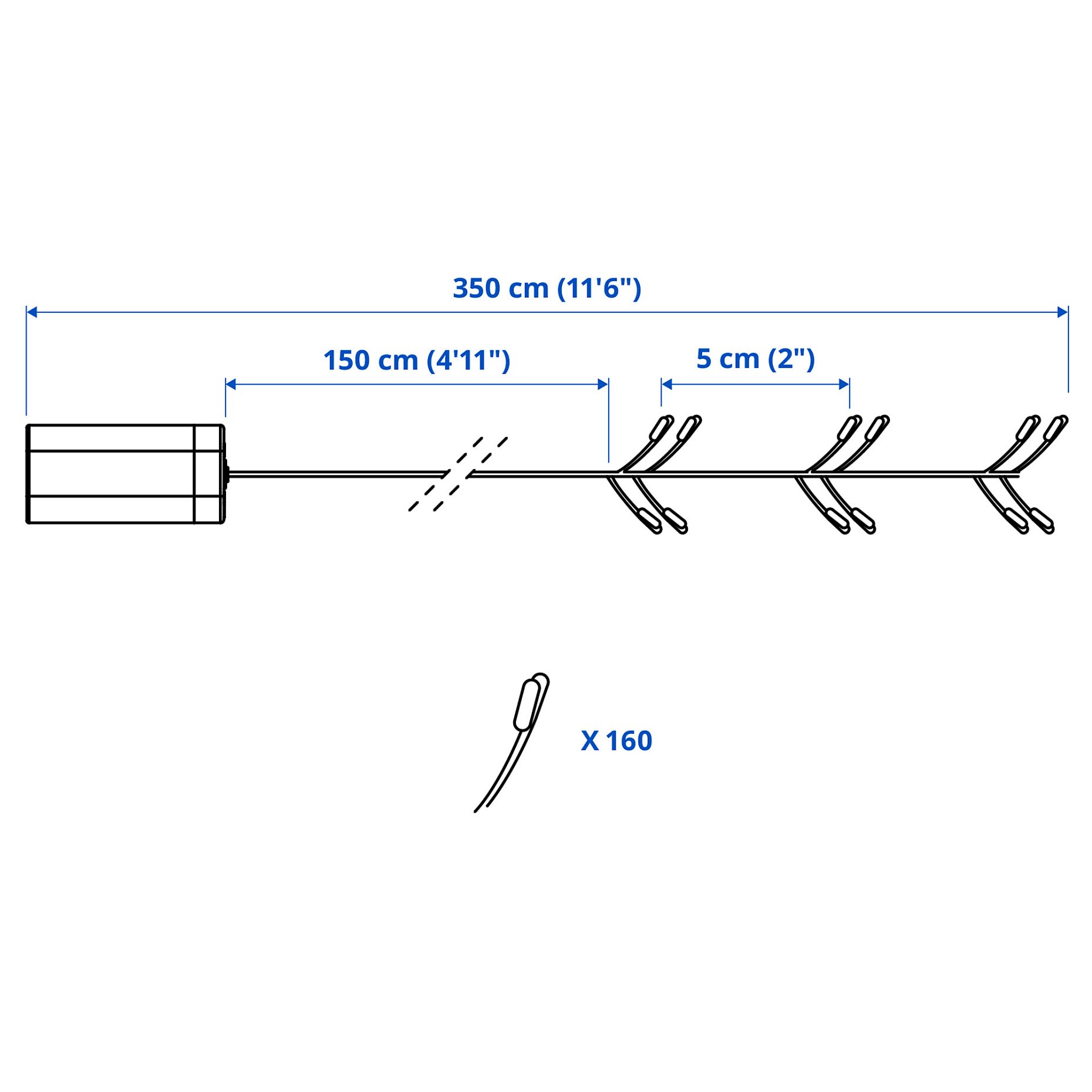 STRÅLA, γιρλάντα με ενσωματωμένο φωτισμό LED/160 λαμπτήρες/λειτουργία με μπαταρία, μίνι, 106.061.69