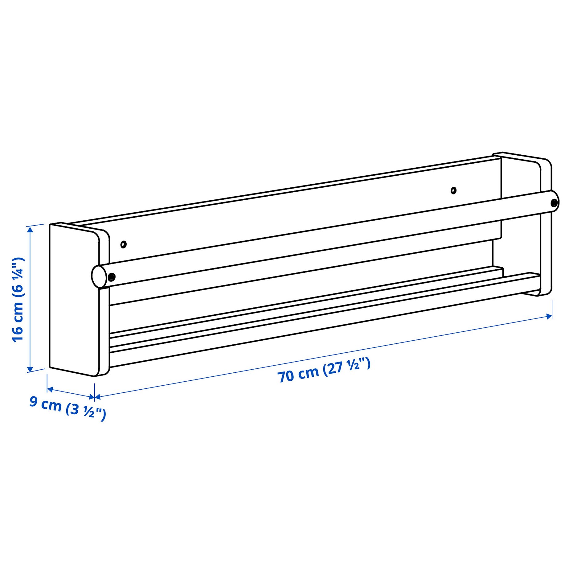 FLISAT, αποθήκευση τοίχου, 70x9x16 cm, 106.170.83