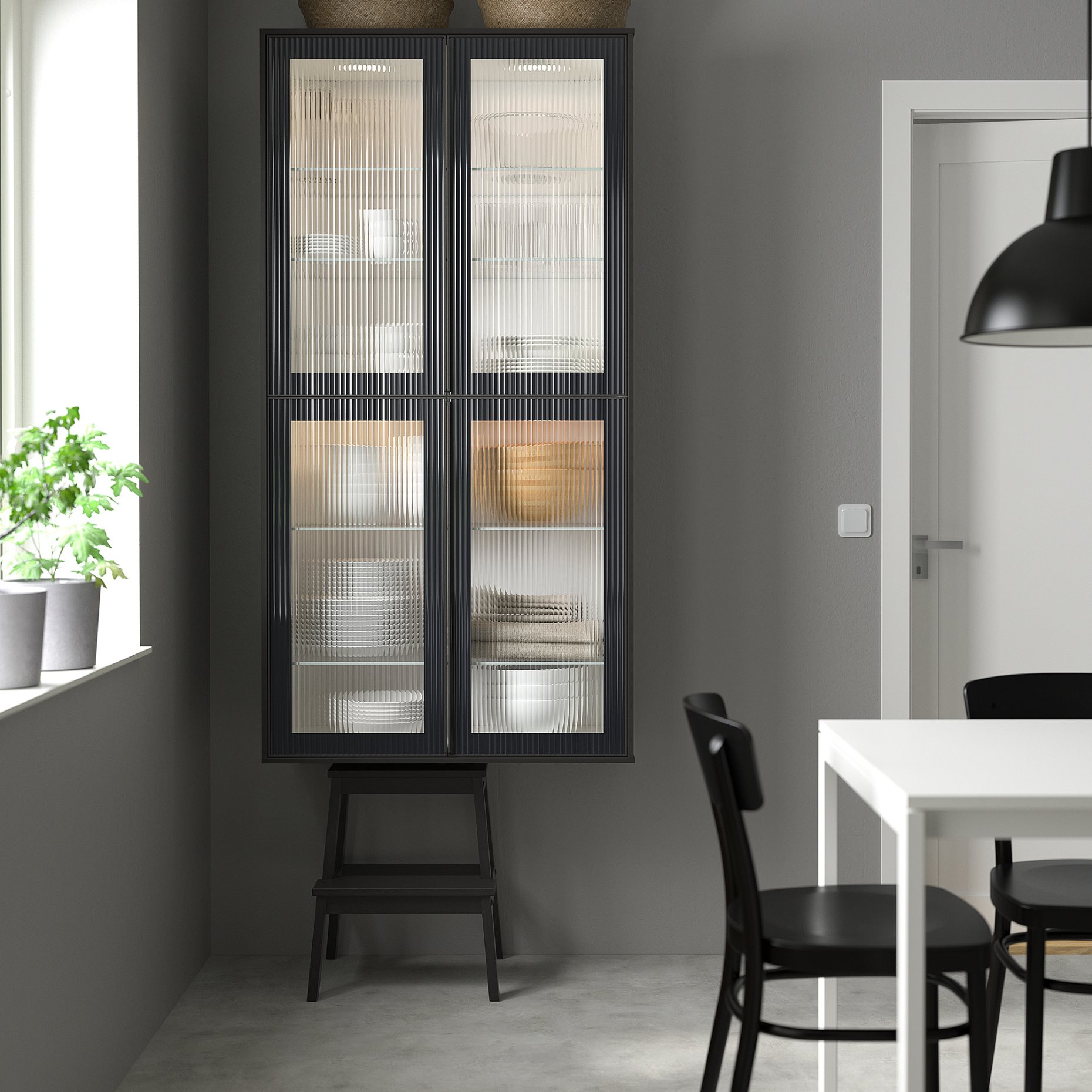 METOD, wall cabinet with shelves/glass door, 40x80 cm, 194.906.40