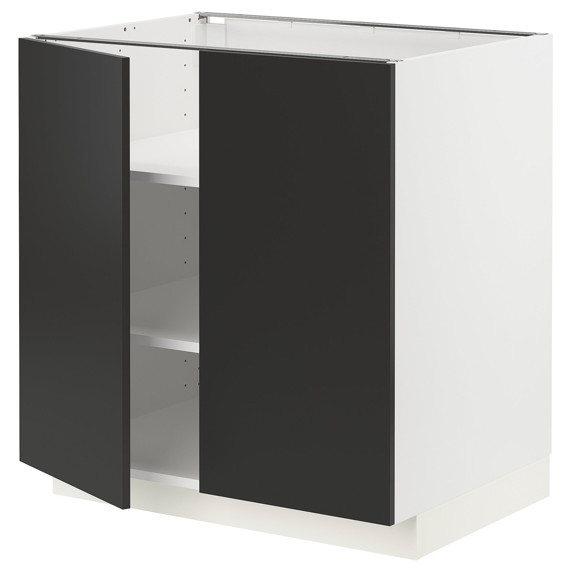 METOD, base cabinet with shelves/2 doors, 80x60 cm, 194.988.77