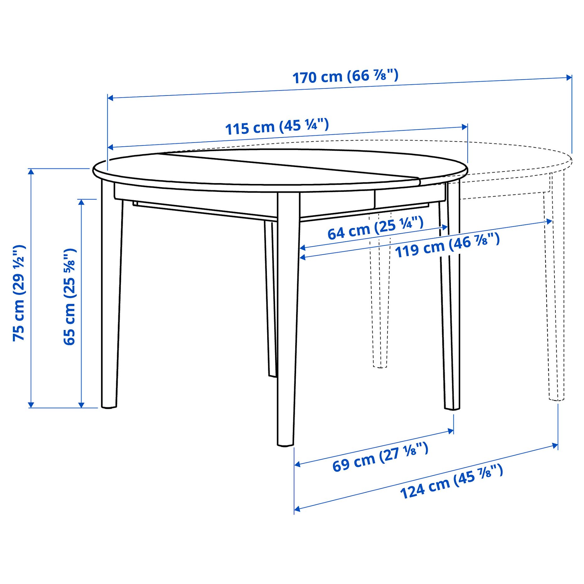 SKANSNÄS/LILLÅNÄS, table and 4 chairs, 115/170 cm, 195.616.42