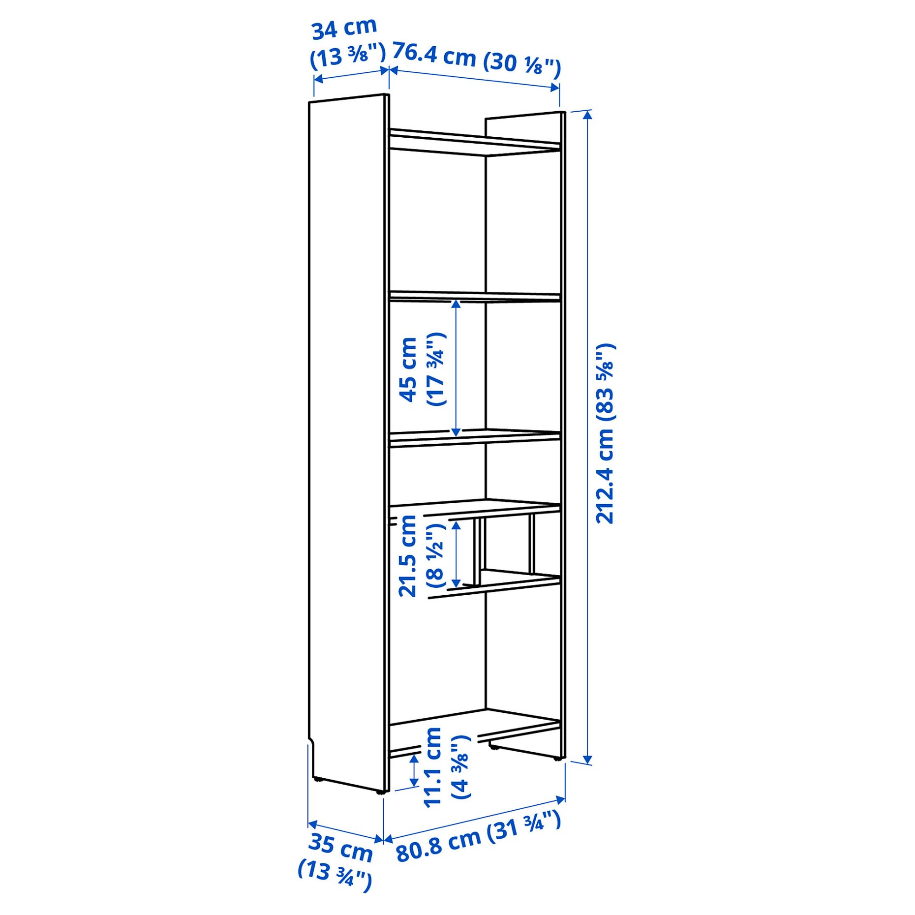 LÅDMAKARE, storage combination with 1 shelf insert, 81x35x212 cm, 195.646.93