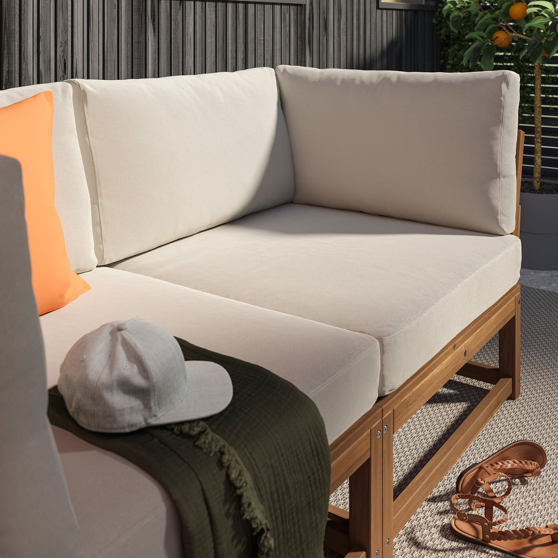 NÄMMARÖ, 3-seat modular sofa with armrests outdoor, 264 cm, 196.075.17