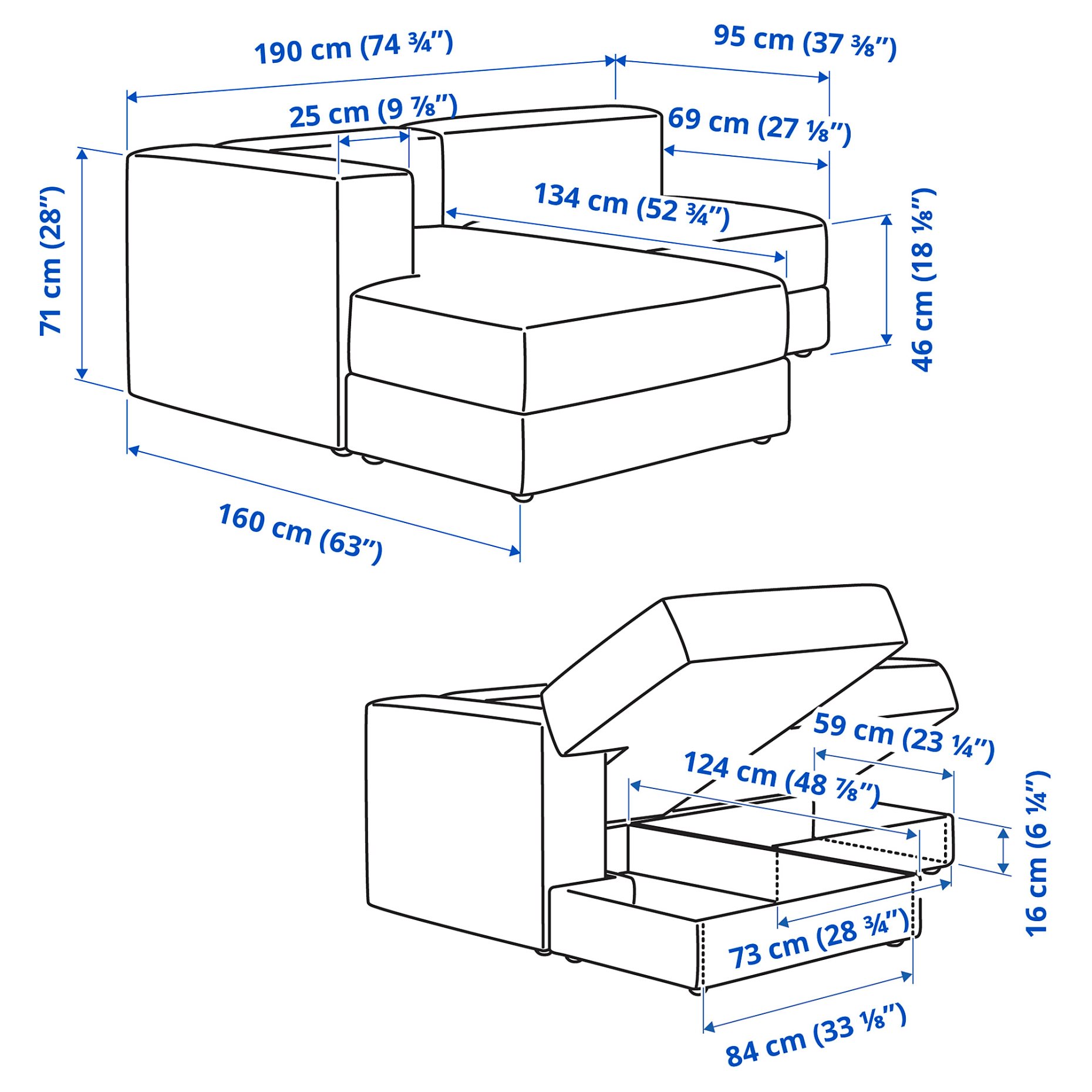 JÄTTEBO, 2,5-seat modular sofa with chaise longue/left, 196.076.40