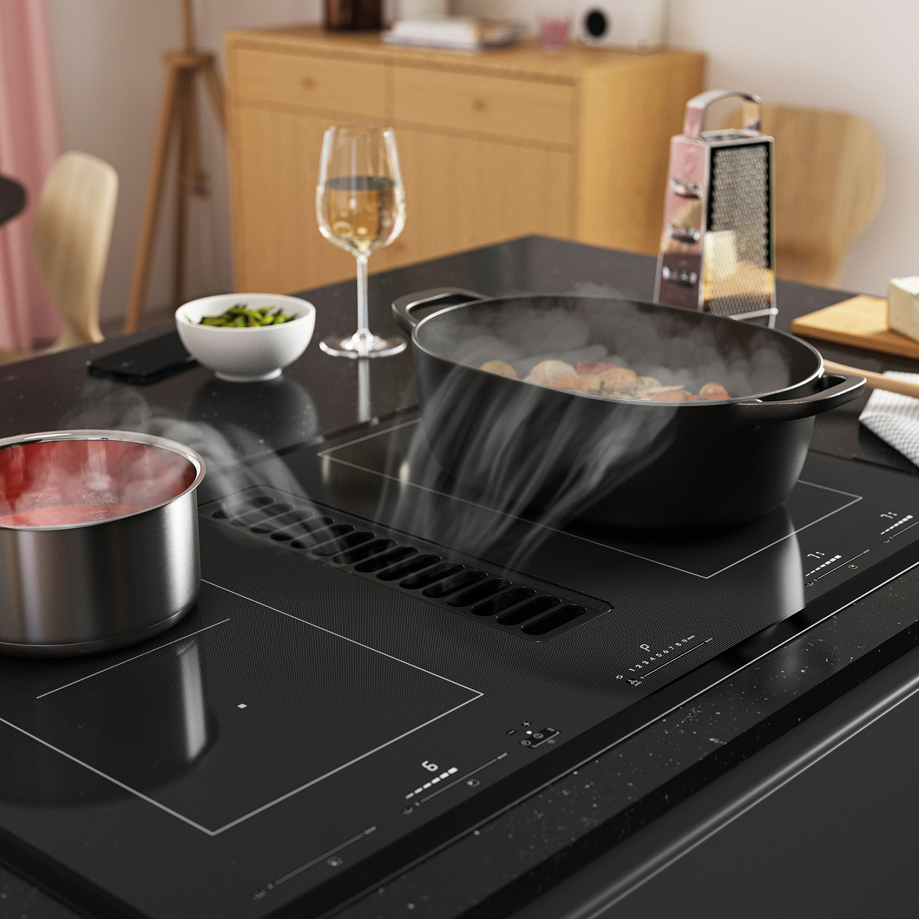 TÄCKNAN, induction hob/interior extractor with recirculation kit/IKEA 500, 83 cm, 196.125.14