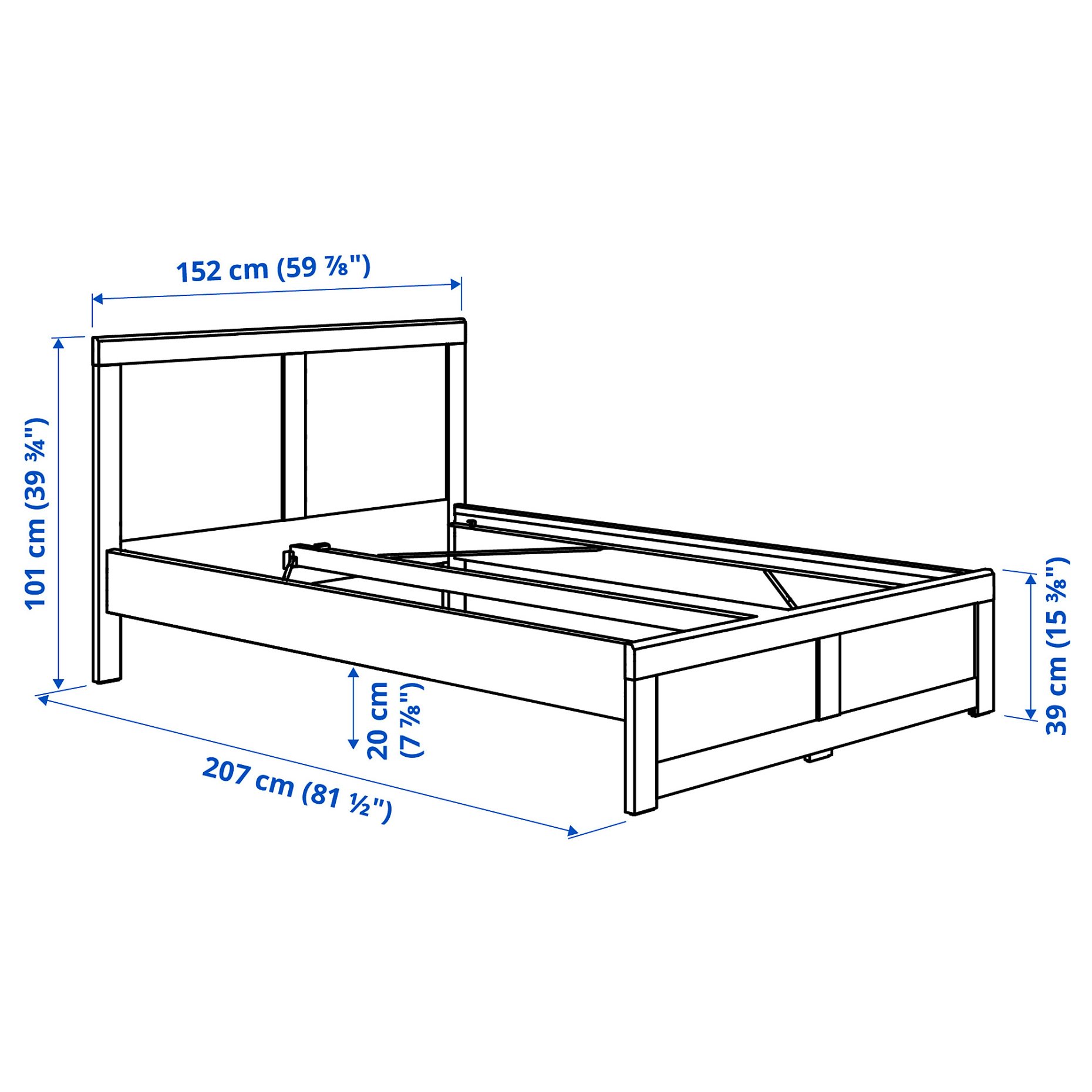 FÅGELFJÄLLET, bed frame, 140x200 cm, 196.208.25