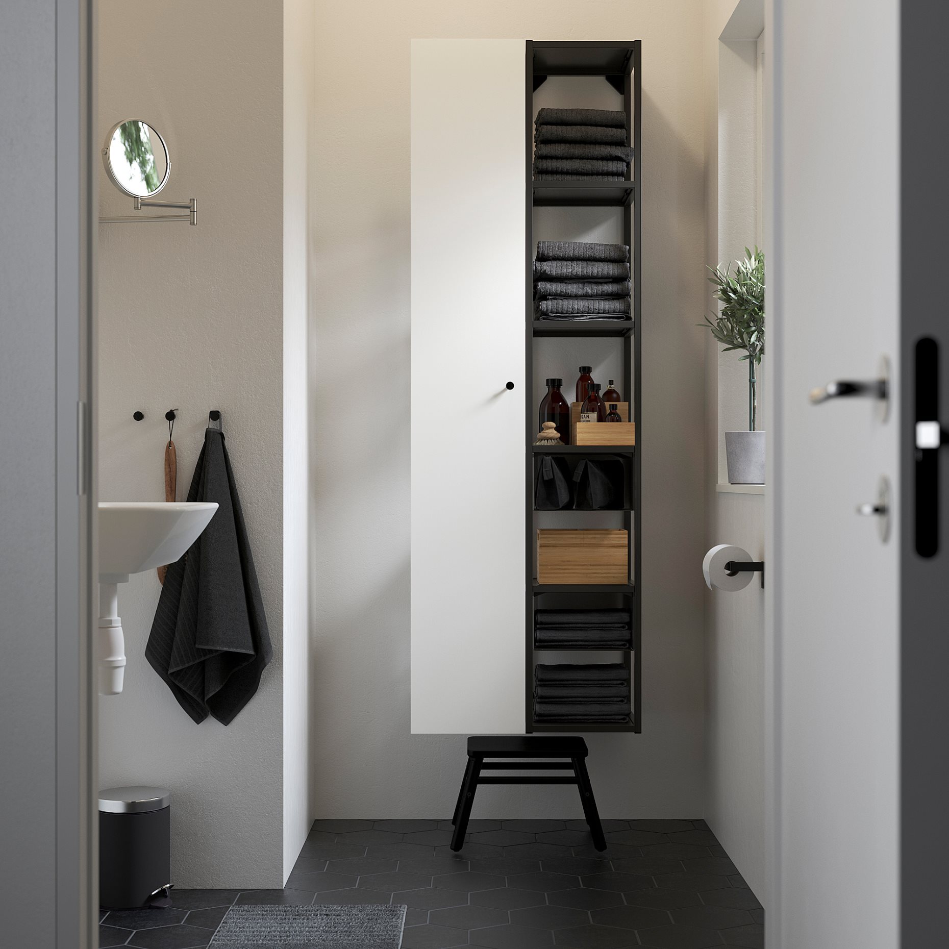 ENHET, high frame with shelves, 30x30x180 cm, 204.489.47