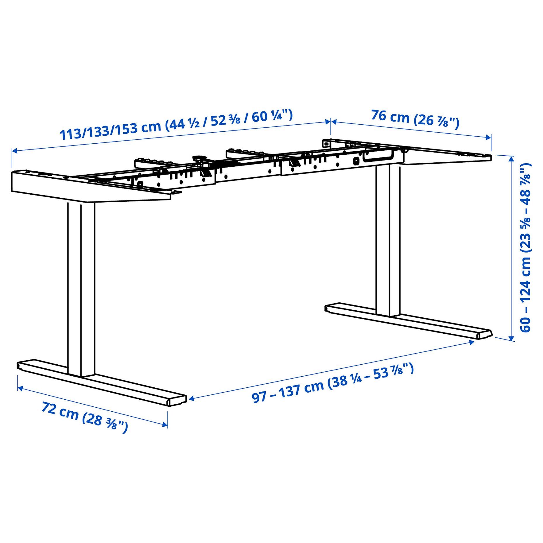MITTZON, underframe sit/stand for desk/electric, 120/140/160x80 cm, 205.279.11
