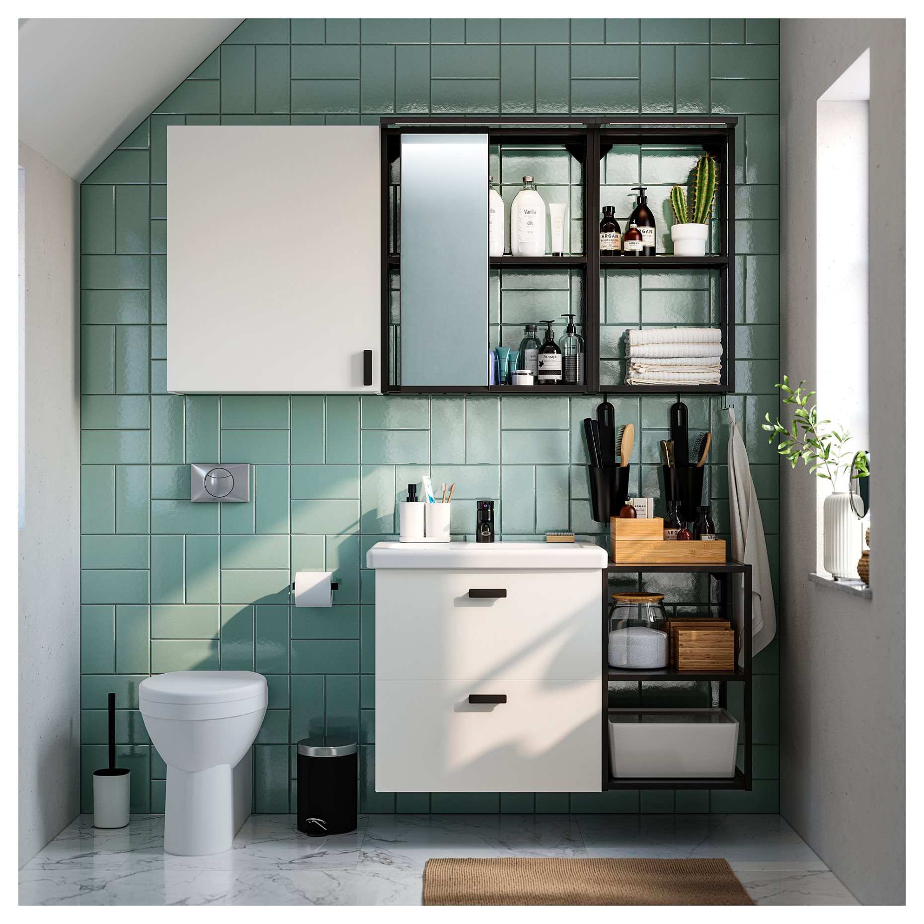 SILVERGLANS, ταινία φωτισμού μπάνιου με ενσωματωμένο φωτισμό LED/ ρυθμιζόμενης έντασης, 60 cm, 205.292.17