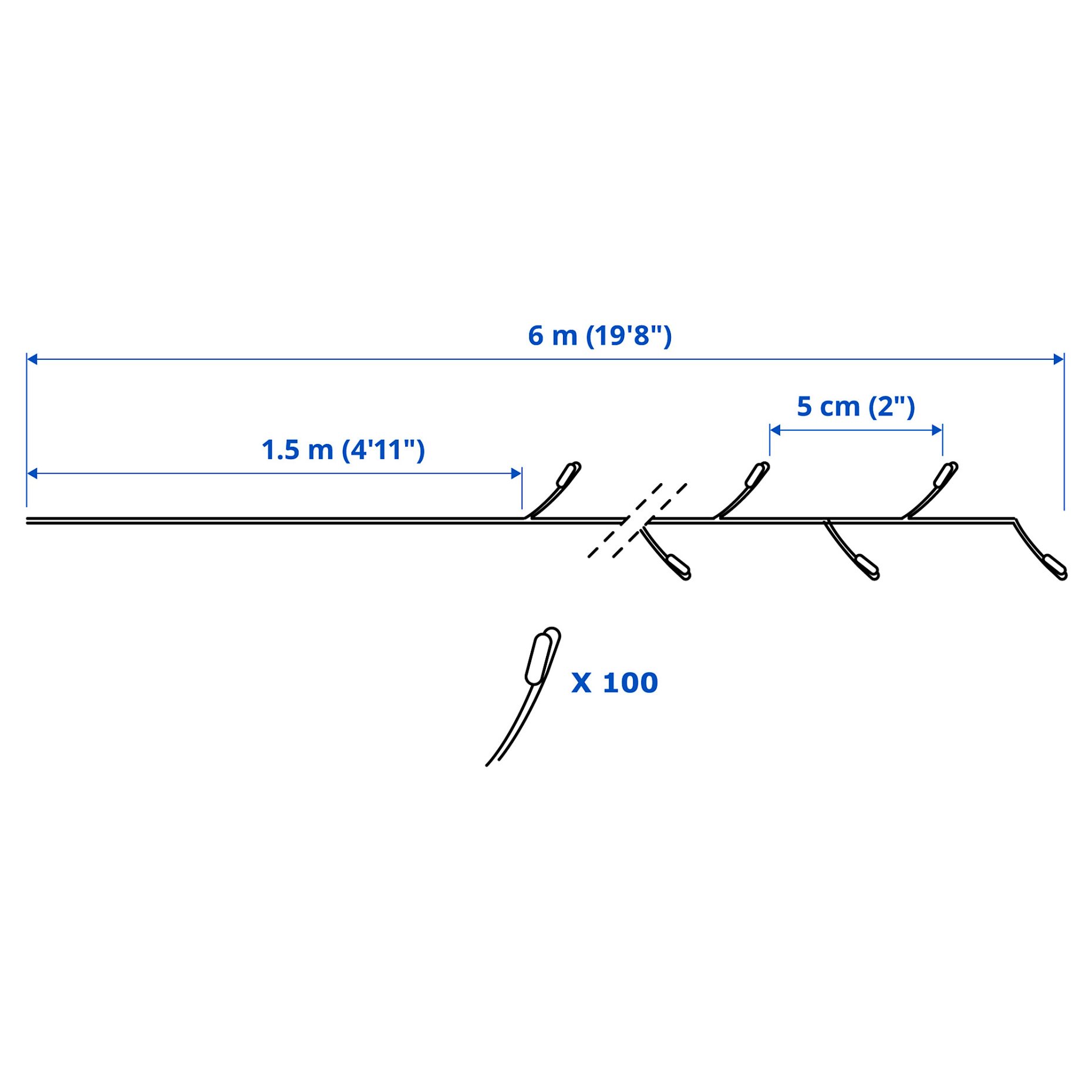 STRÅLA, αλυσίδα με ενσωματωμένο φωτισμό LED/100 λαμπτήρες, 205.325.83