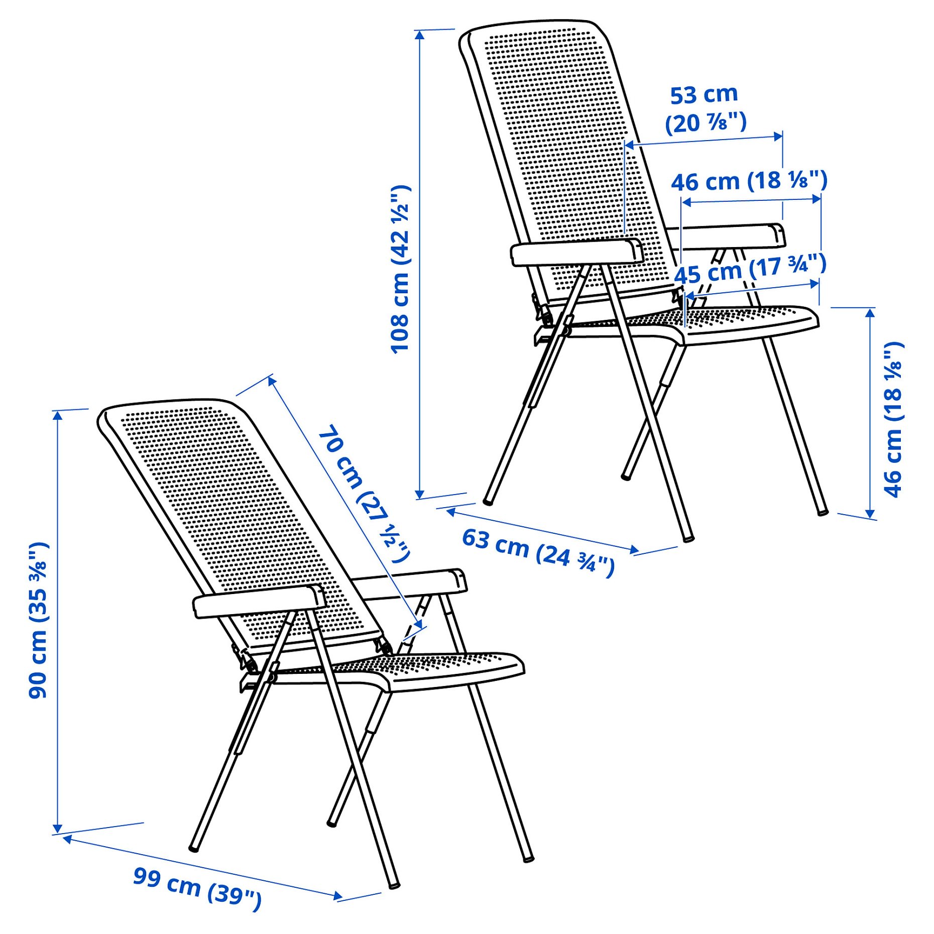 TORPARÖ, καρέκλα με ρυθμιζόμενη πλάτη, εξωτερικού χώρου, 205.378.54
