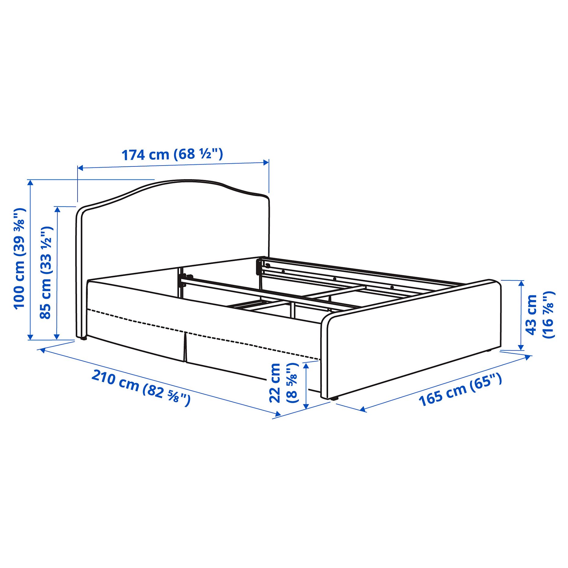 RAMNEFJALL, cover bed frame, 160x200 cm, 205.595.63