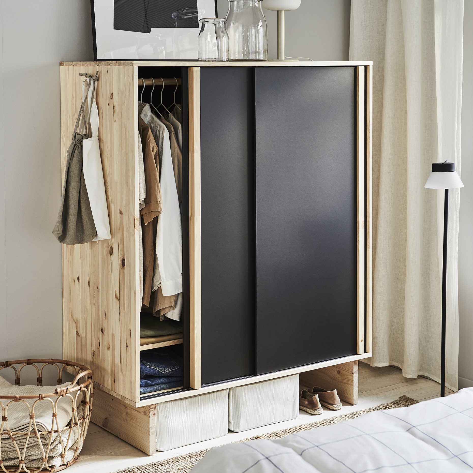 GLAMBERGET, wardrobe with 3 sliding doors, 117x63x150 cm, 205.645.12