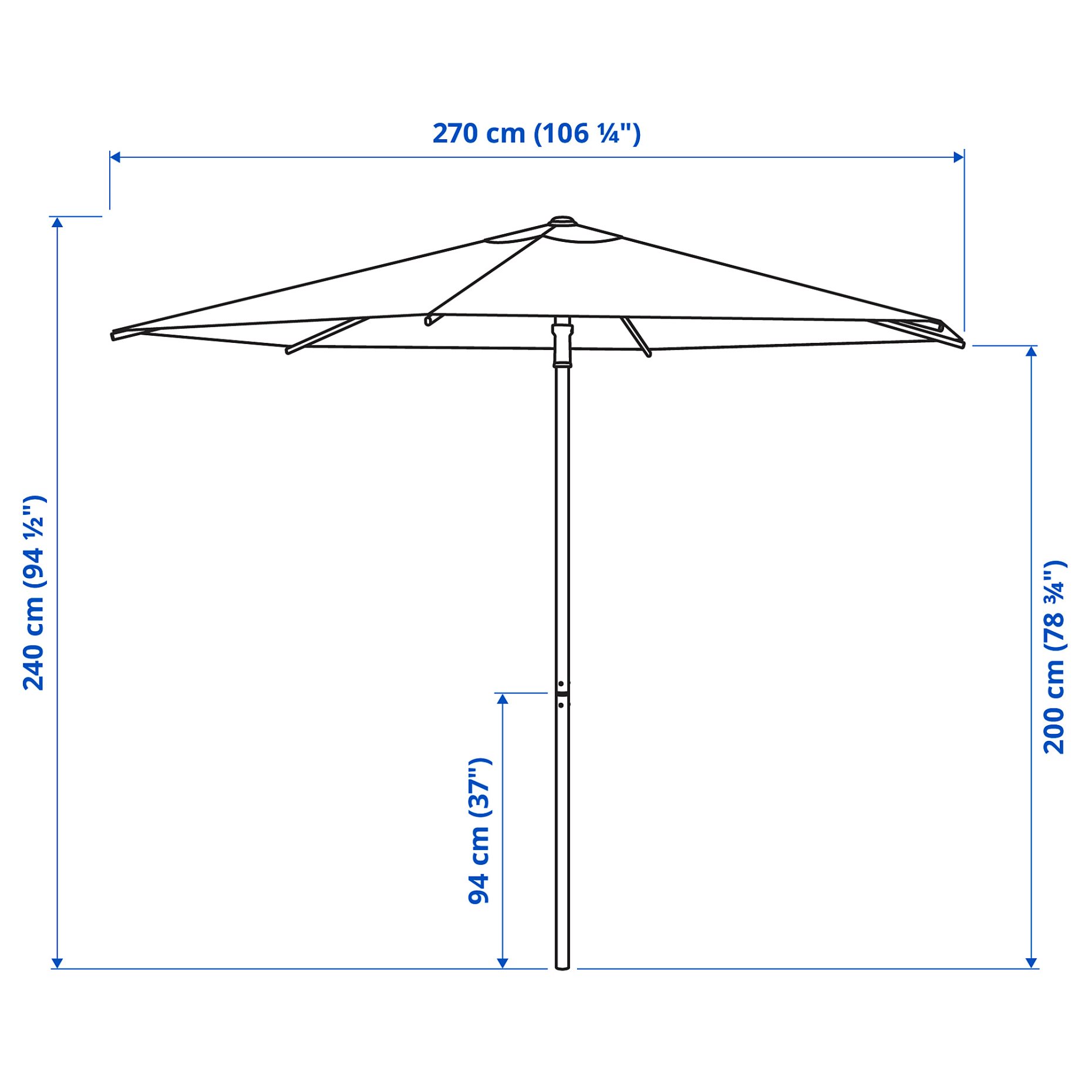 HÖGÖN, parasol, 270 cm, 205.812.34