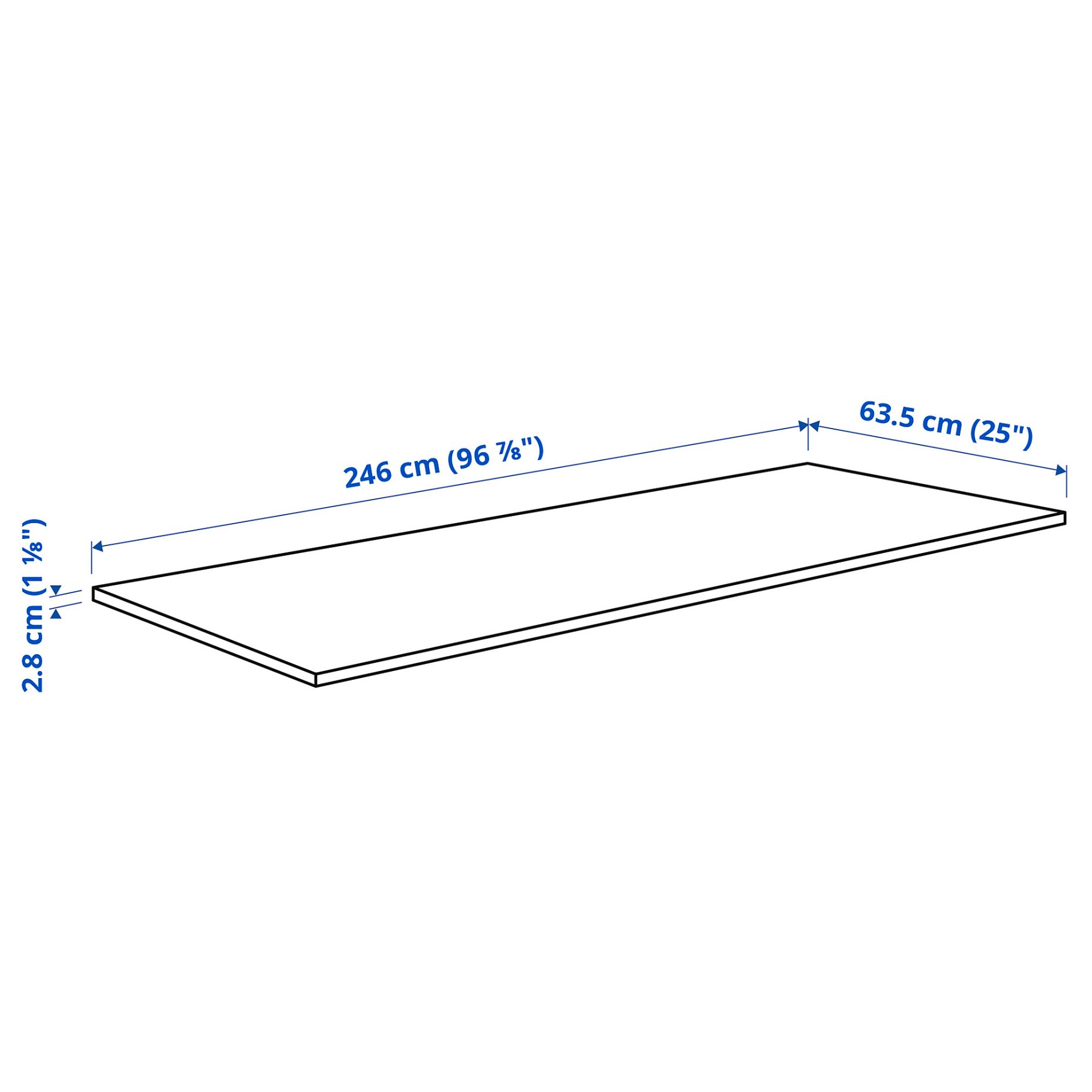 EKBACKEN, worktop, 246x2.8 cm, 205.896.78