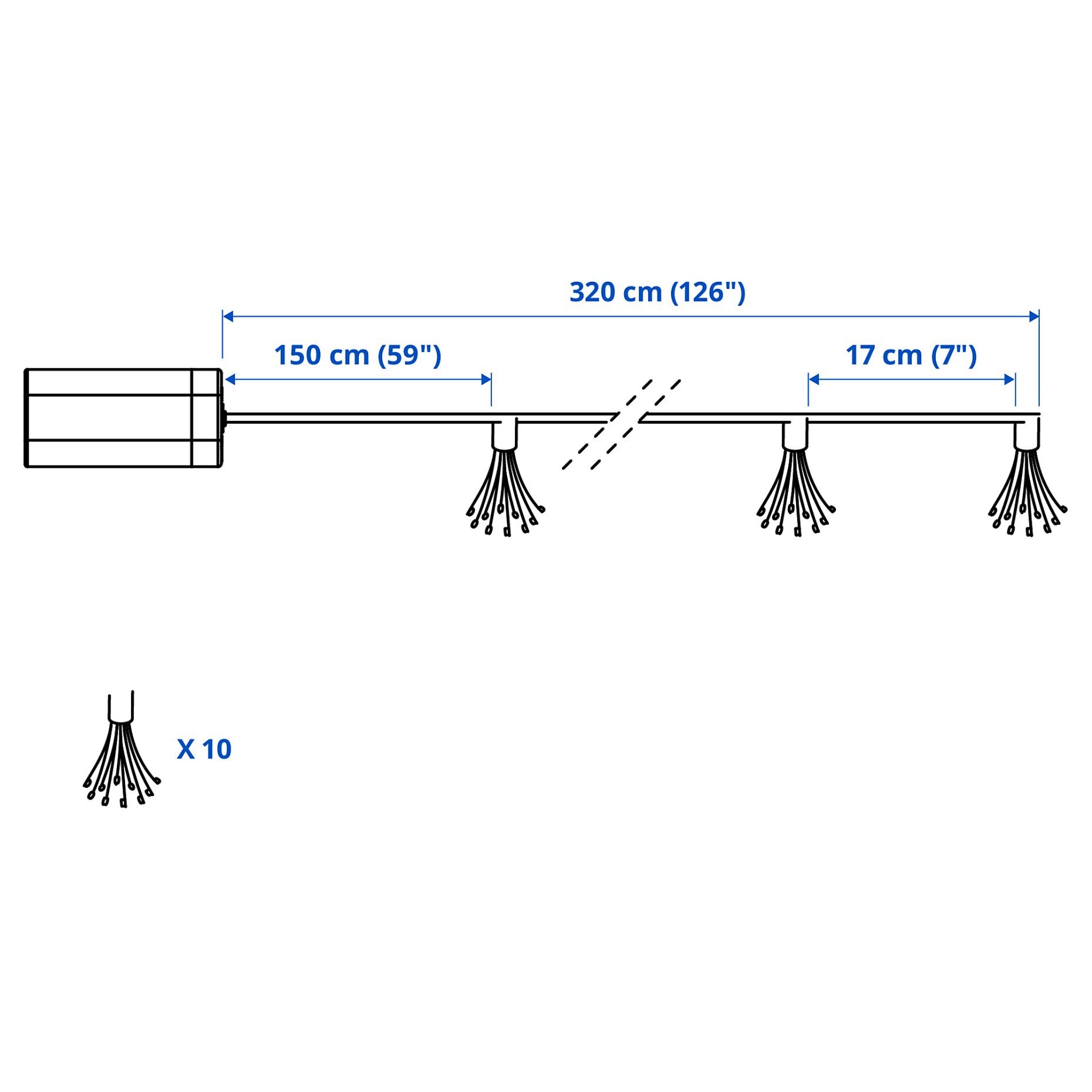 STRÅLA, lighting chain with built in LED light source/10 lights/battery-operated, sparkler, 206.066.54