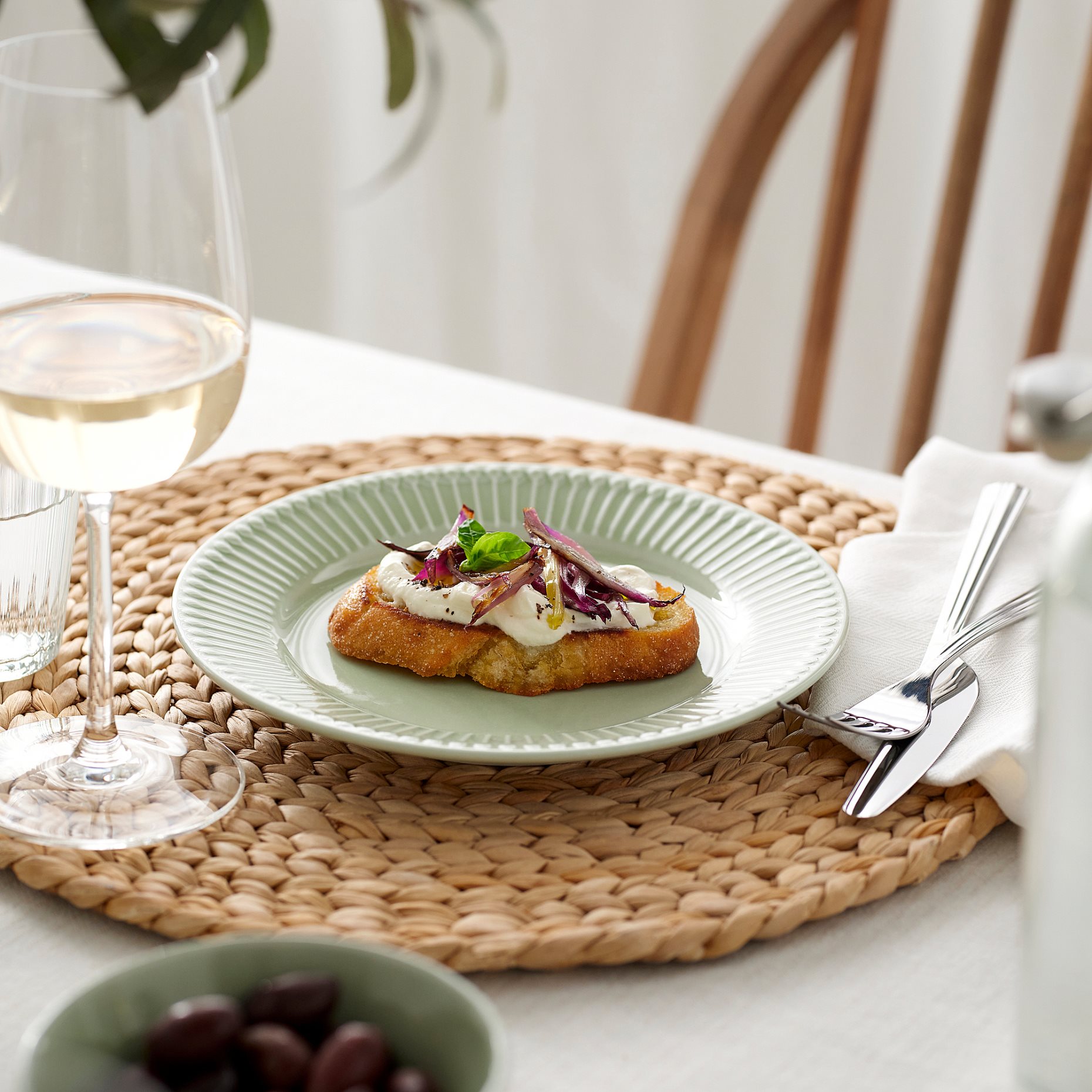 STRIMMIG, stoneware side plate, 21 cm, 206.314.89