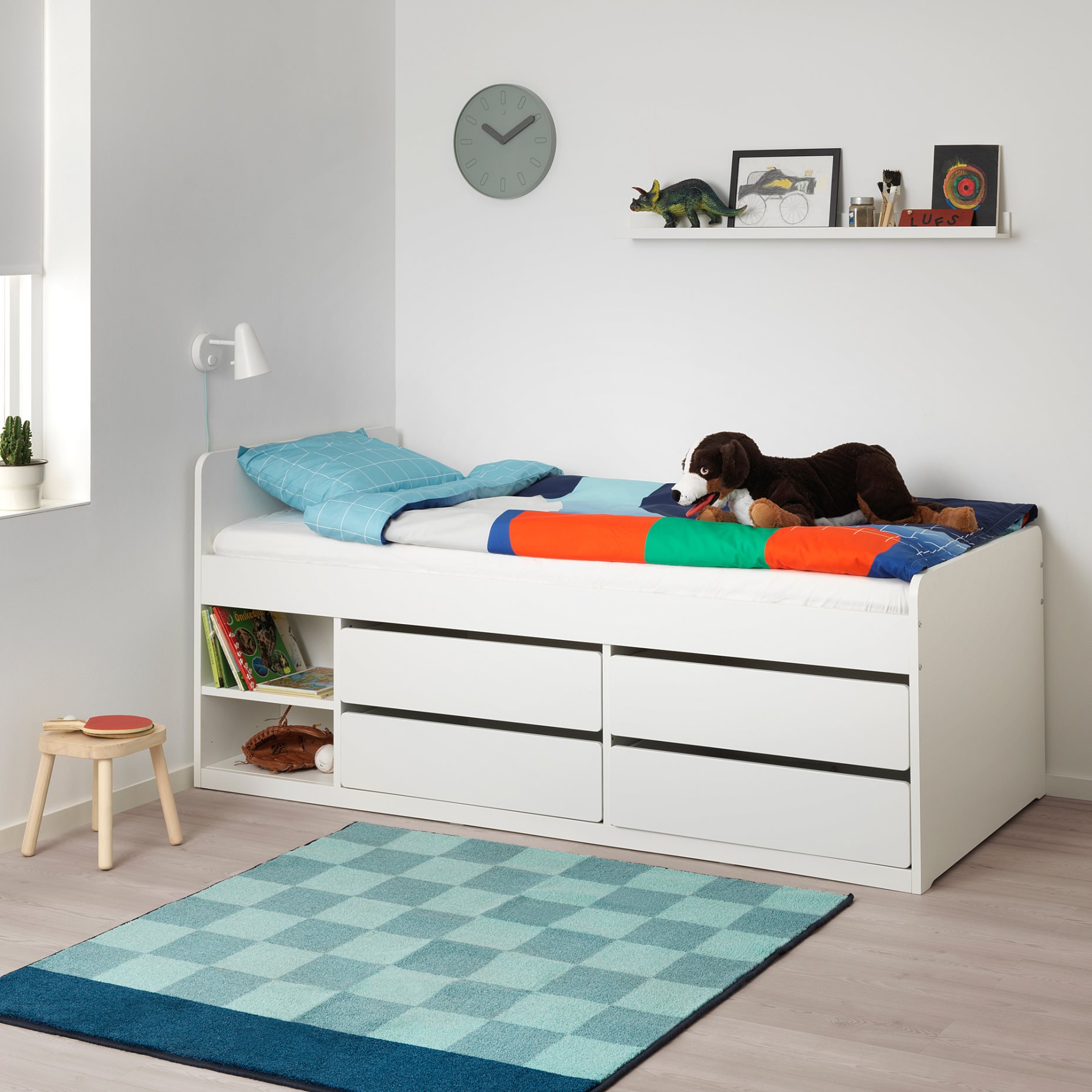 SLÄKT, bed frame with storage+slatted bedbase, 292.919.56