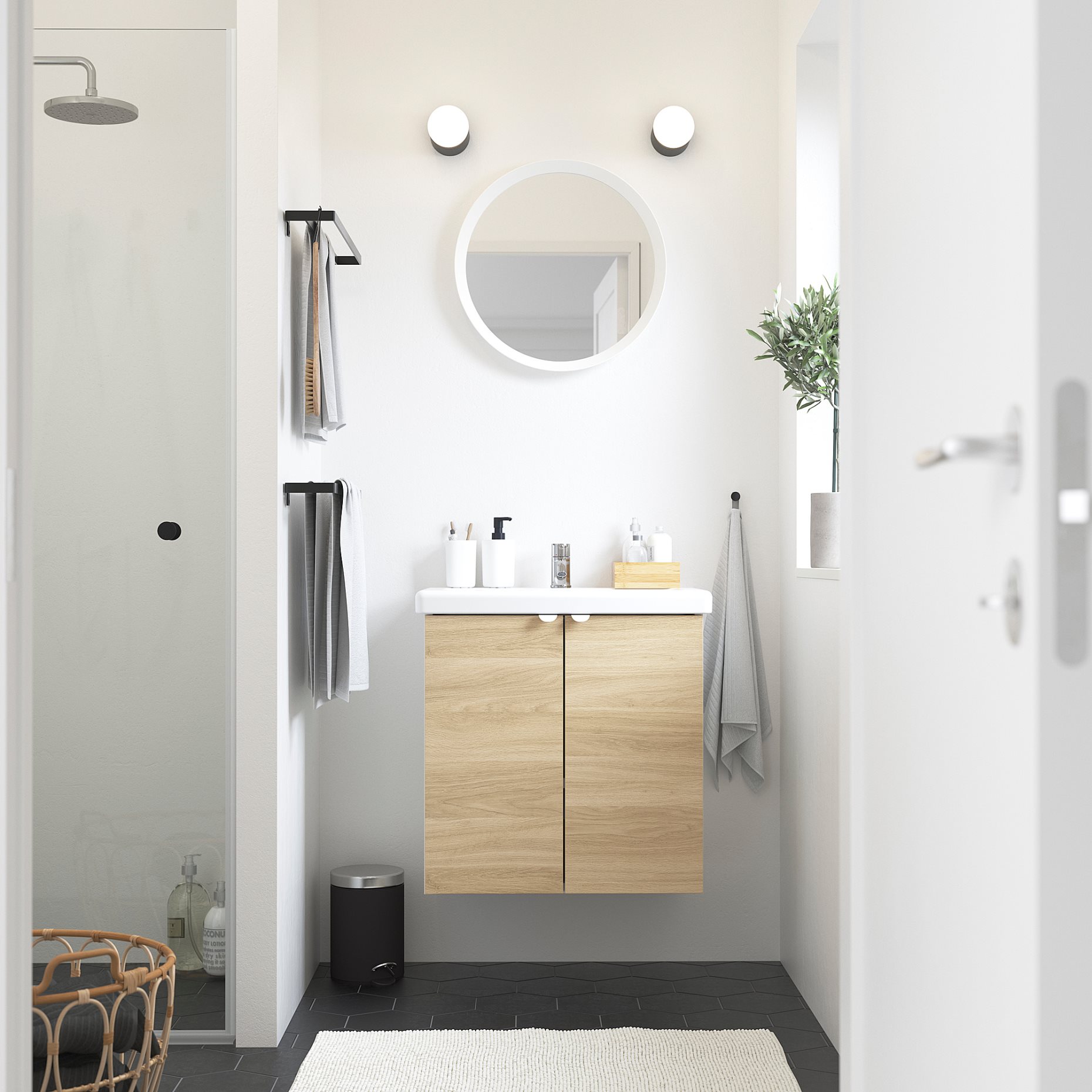 ENHET/TVALLEN, wash-basin cabinet with 2 doors, 293.365.25
