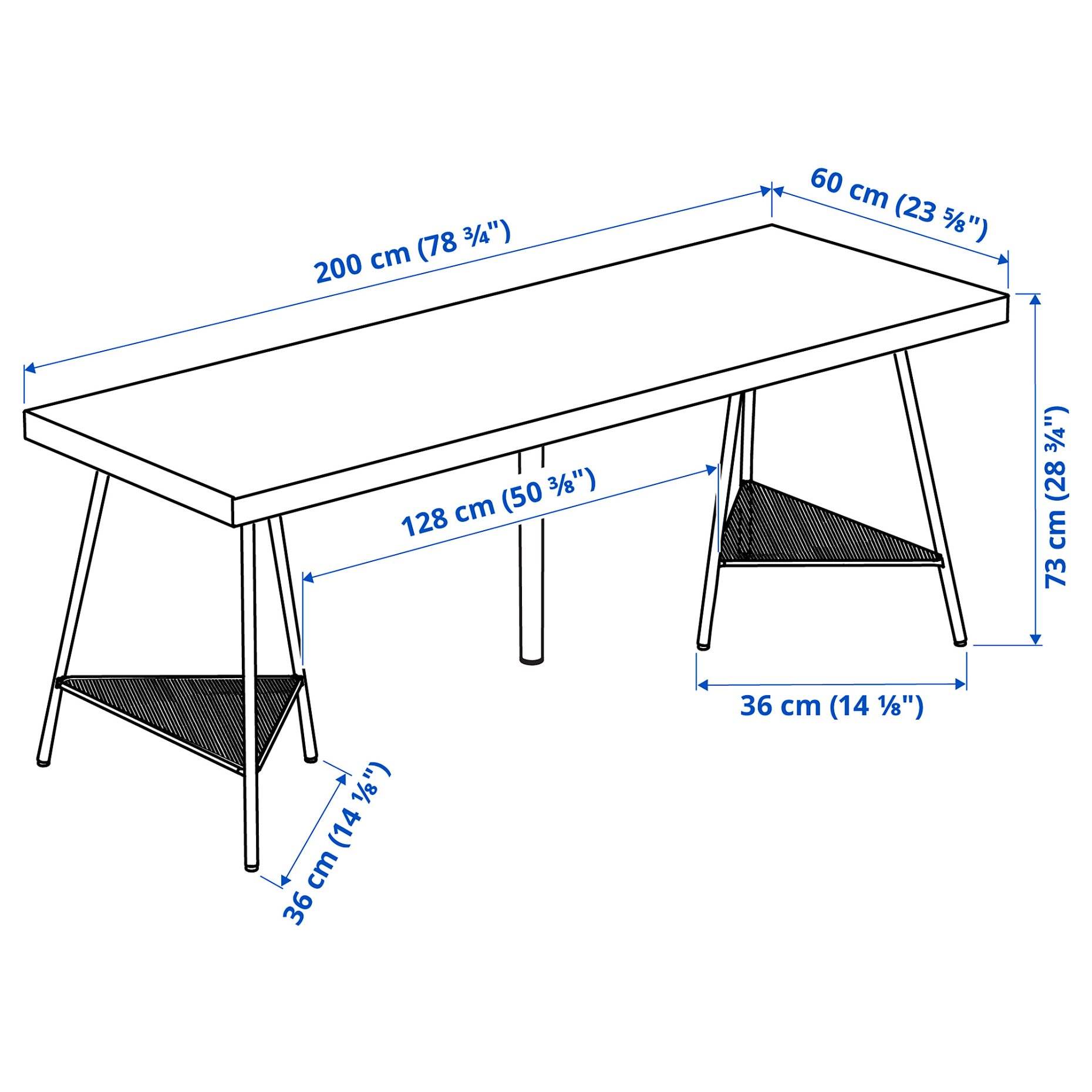LAGKAPTEN/TILLSLAG, desk, 200x60 cm, 294.176.49