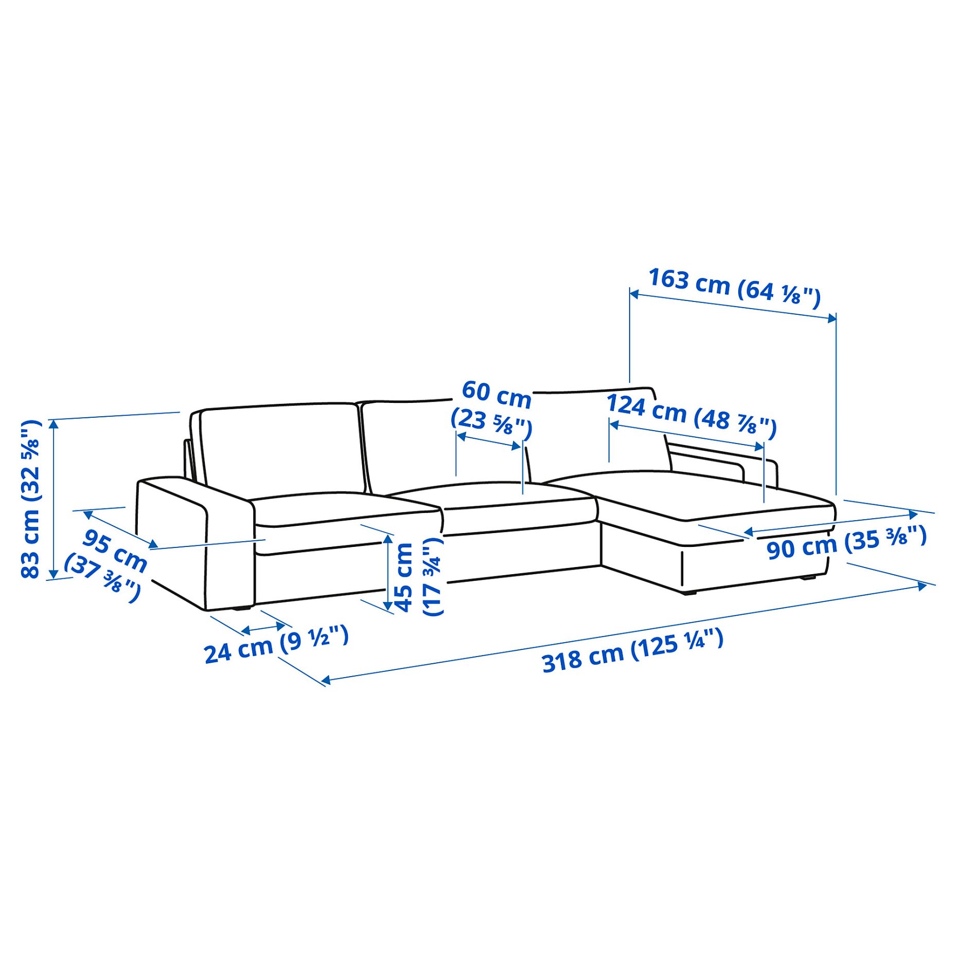 KIVIK, 4-seat sofa with chaise longue, 294.430.59