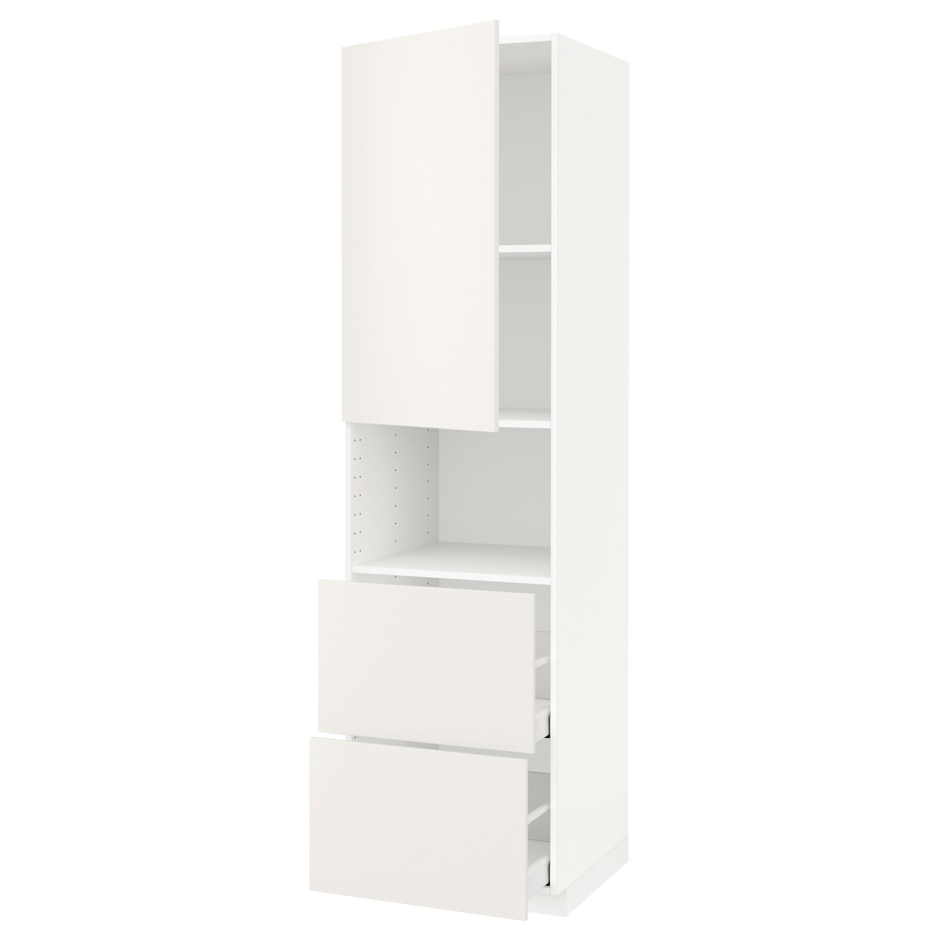 METOD/MAXIMERA, high cabinet for microwave with door/2 drawers, 60x60x220 cm, 294.574.28