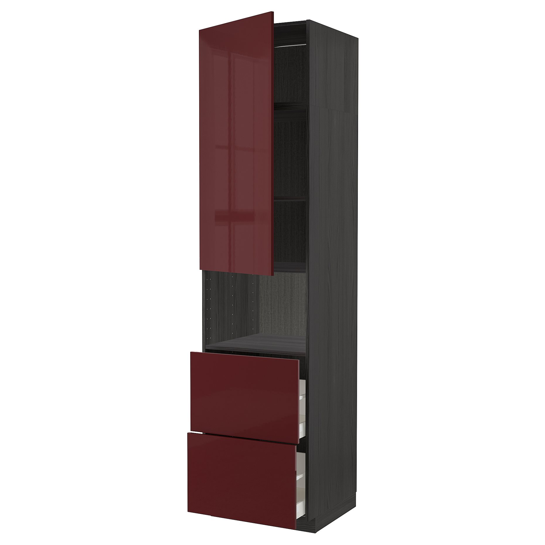 METOD/MAXIMERA, high cabinet for microwave with door/2 drawers, 60x60x240 cm, 294.611.28