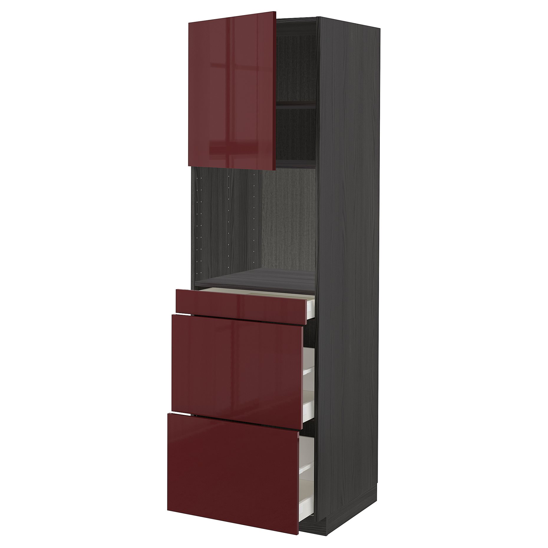 METOD/MAXIMERA, high cabinet for microwave combi with door/3 drawers, 60x60x200 cm, 294.641.79