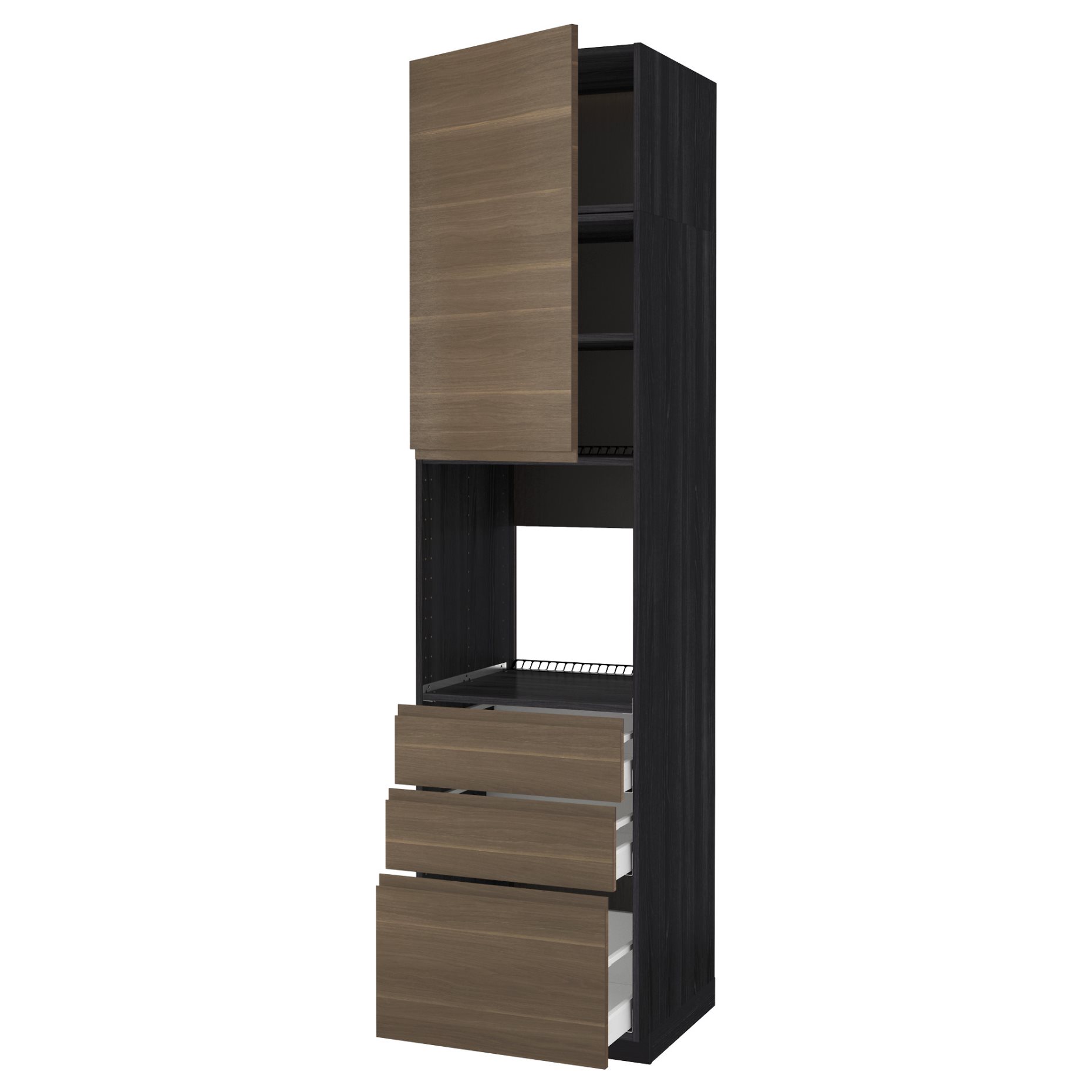METOD/MAXIMERA, high cabinet for oven with door/3 drawers, 60x60x240 cm, 294.693.46