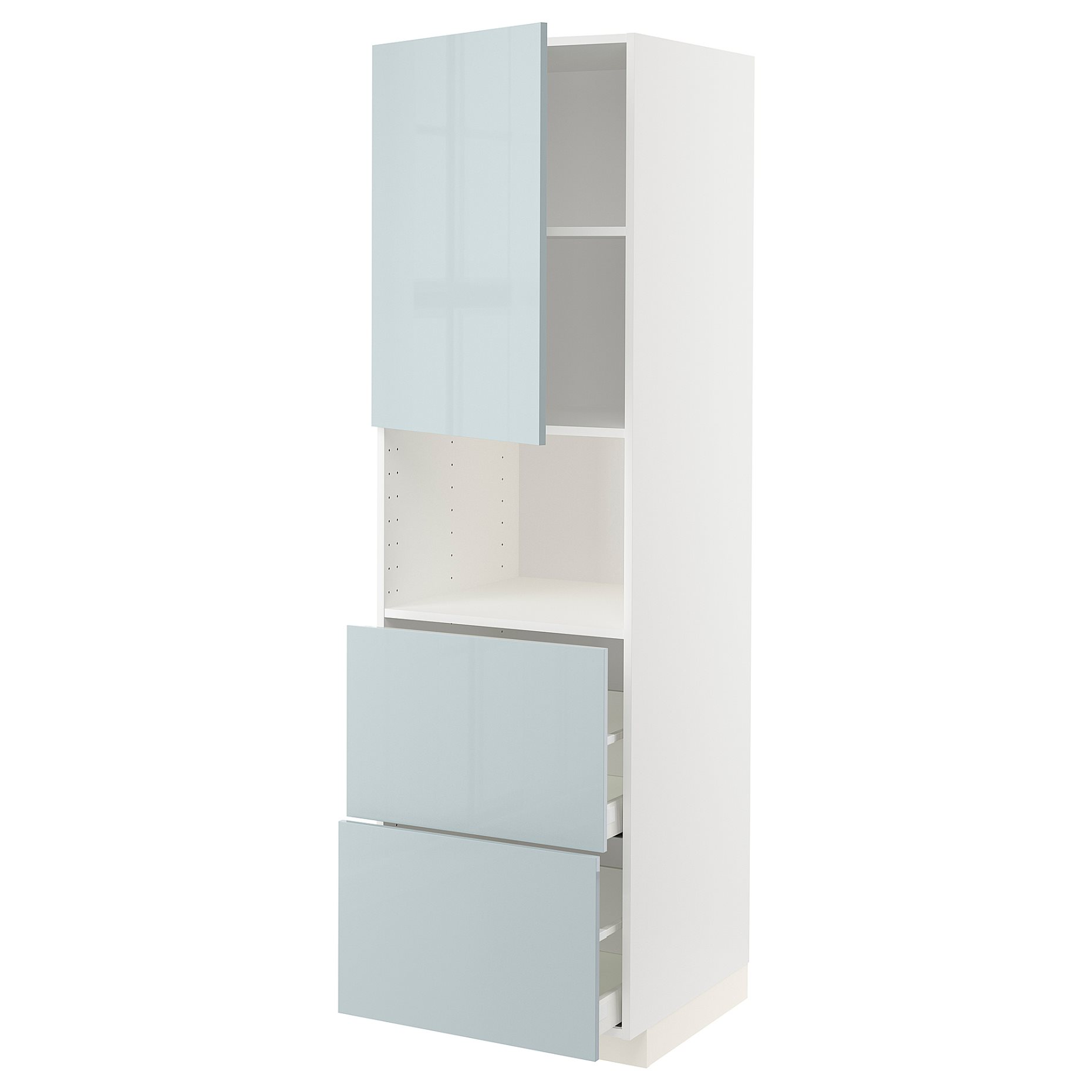 METOD/MAXIMERA, high cabinet for microwave with door/2 drawers, 60x60x200 cm, 294.793.12