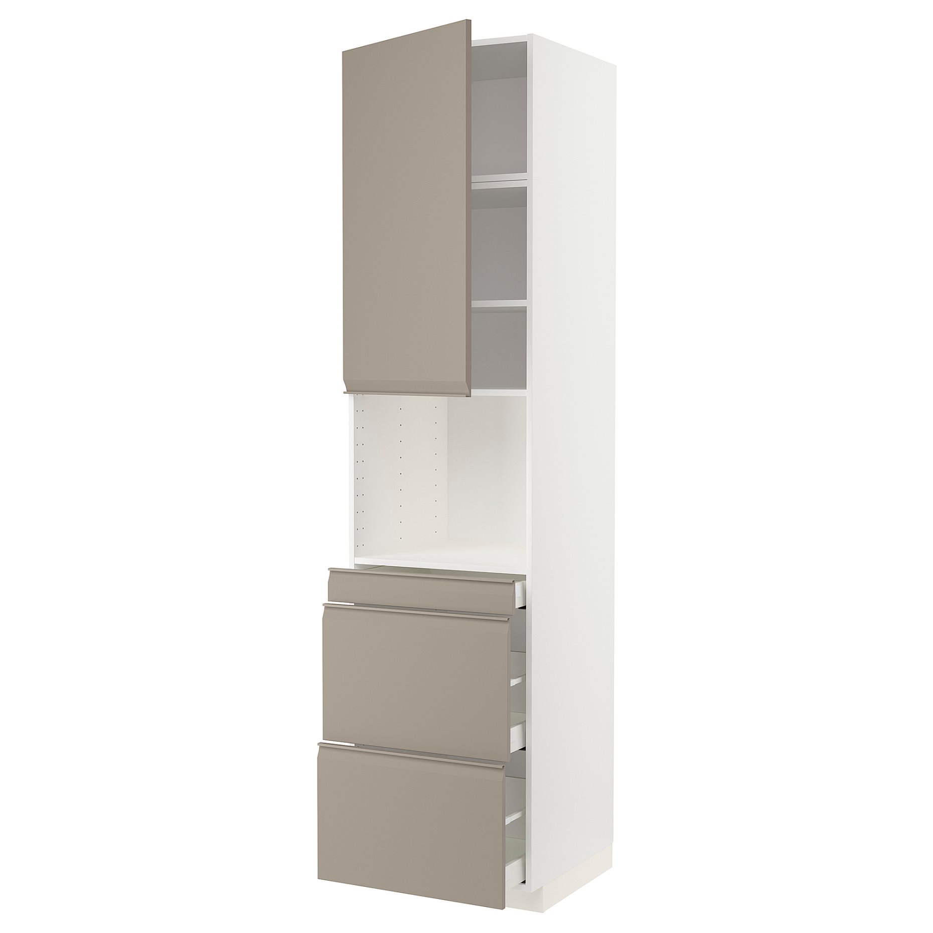 METOD/MAXIMERA, high cabinet for microwave combi with door/3 drawers, 60x60x240 cm, 294.916.44