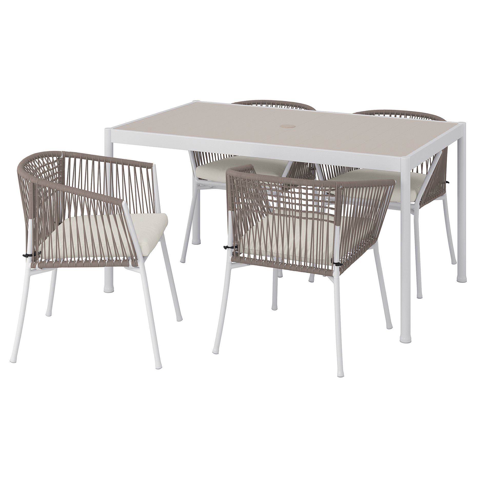 SEGERÖN, table and 4 chairs with armrests/outdoor, 147 cm, 294.948.45