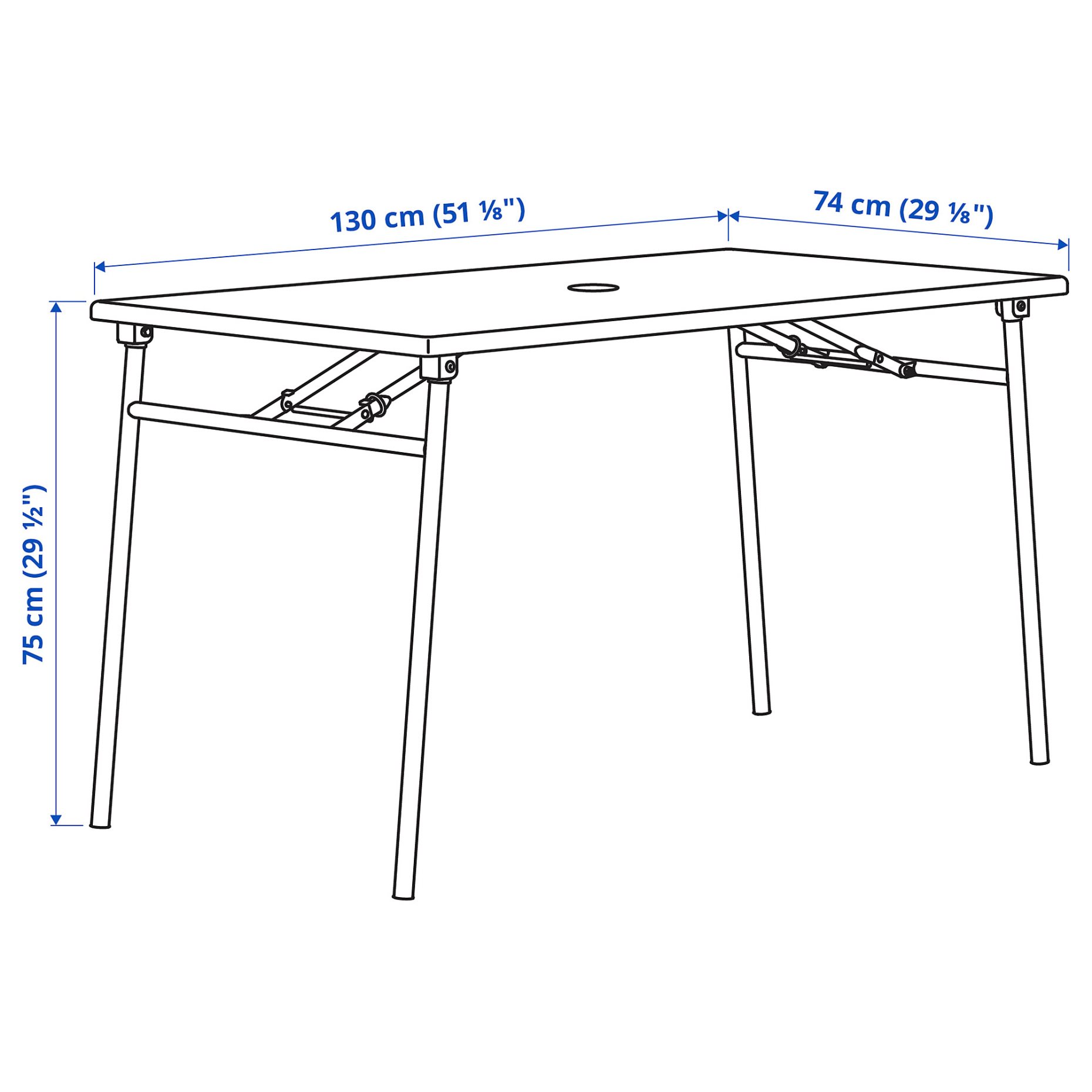 TORPARÖ, τραπέζι/4 καρέκλες με ρυθμιζόμενη πλάτη/εξωτερικού χώρου, 130 cm, 294.948.69