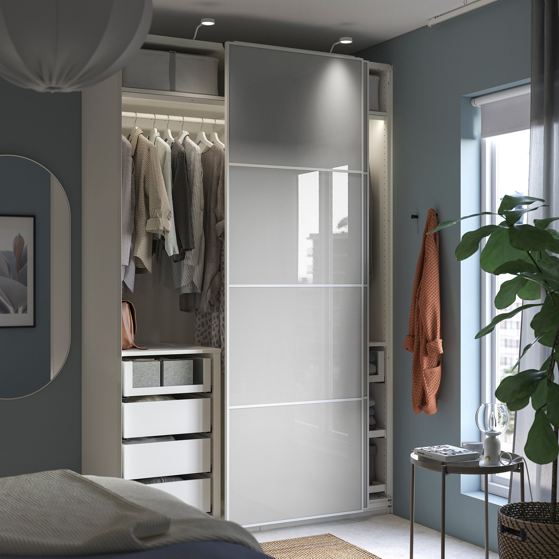 PAX/HOKKSUND, ντουλάπα με συρόμενες πόρτες, 150x66x236 cm, 295.026.71