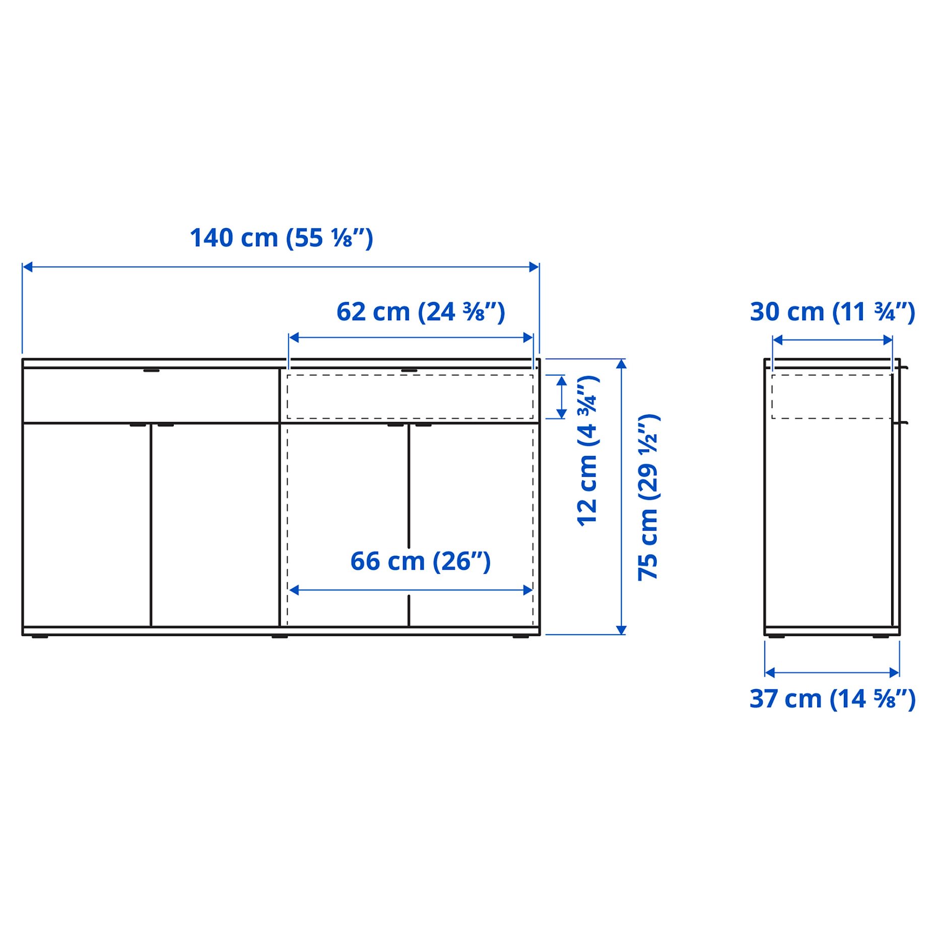 VIHALS, storage combination with glass doors, 235x37x90 cm, 295.212.07