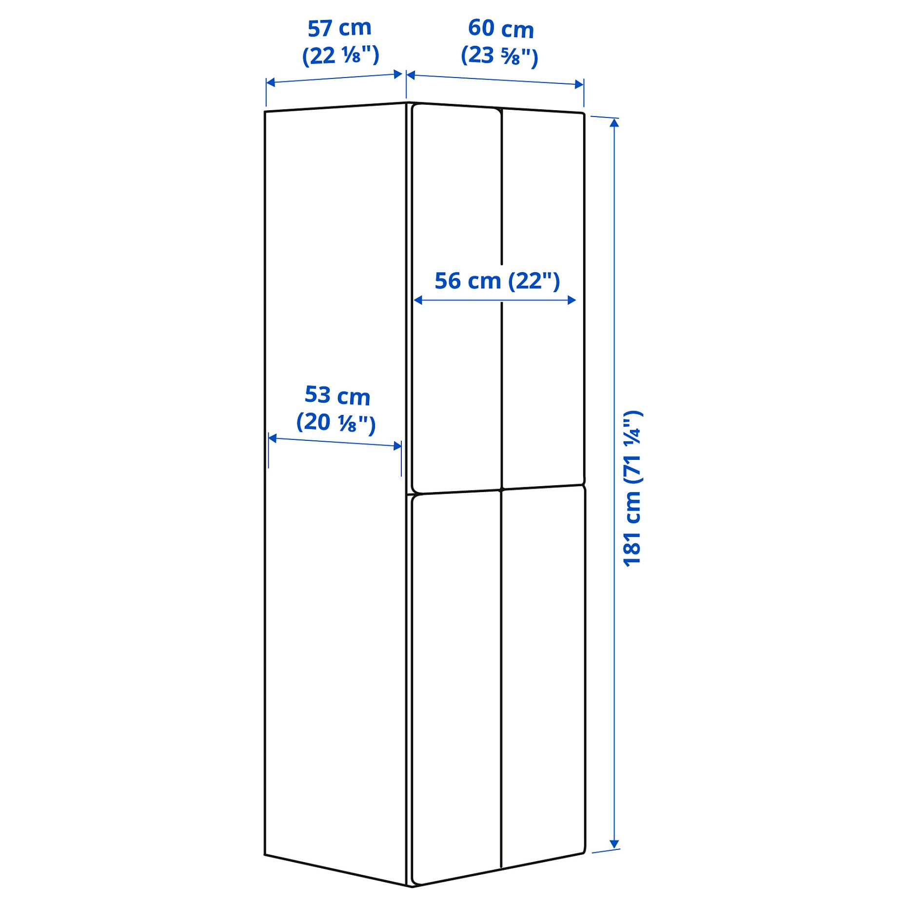 SMASTAD/PLATSA, wardrobe with 2 clothes rails, 60x57x181 cm, 295.465.33