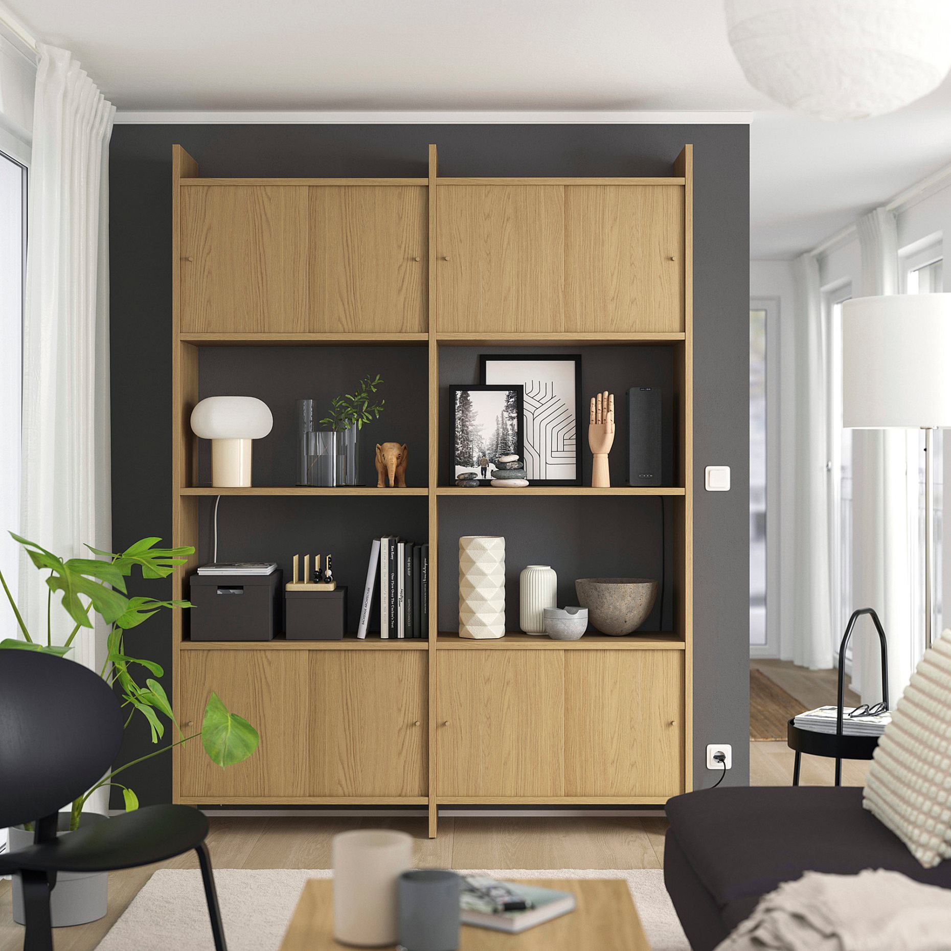 LÅDMAKARE, storage combination with sliding doors and 2 shelves, 159x35x212 cm, 295.646.78