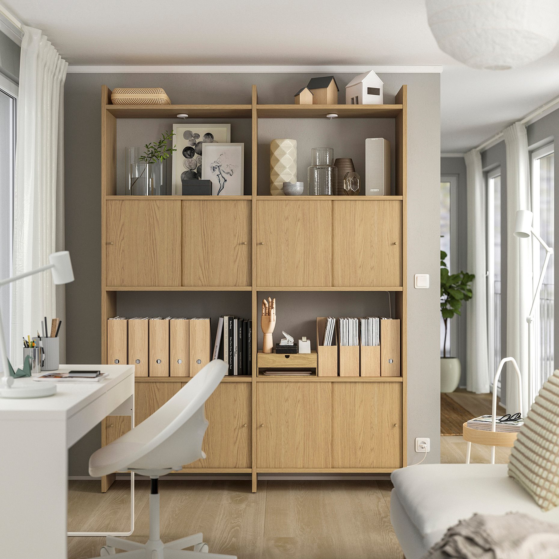 LÅDMAKARE, storage combination with sliding doors and 2 shelves, 159x35x212 cm, 295.646.78