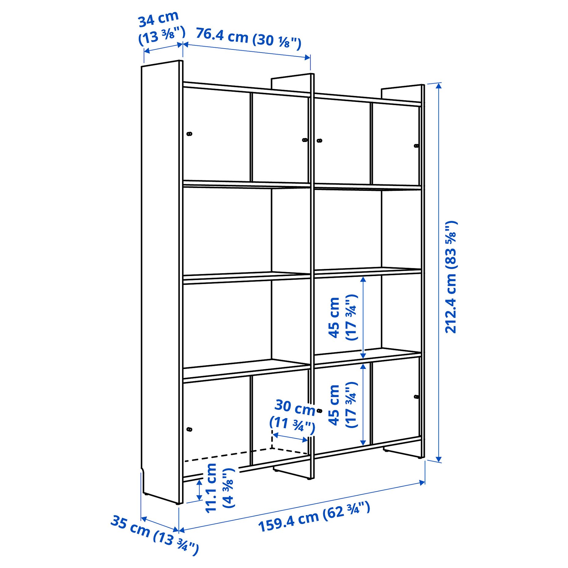 LÅDMAKARE, storage combination with sliding doors and 2 shelves, 159x35x212 cm, 295.646.78