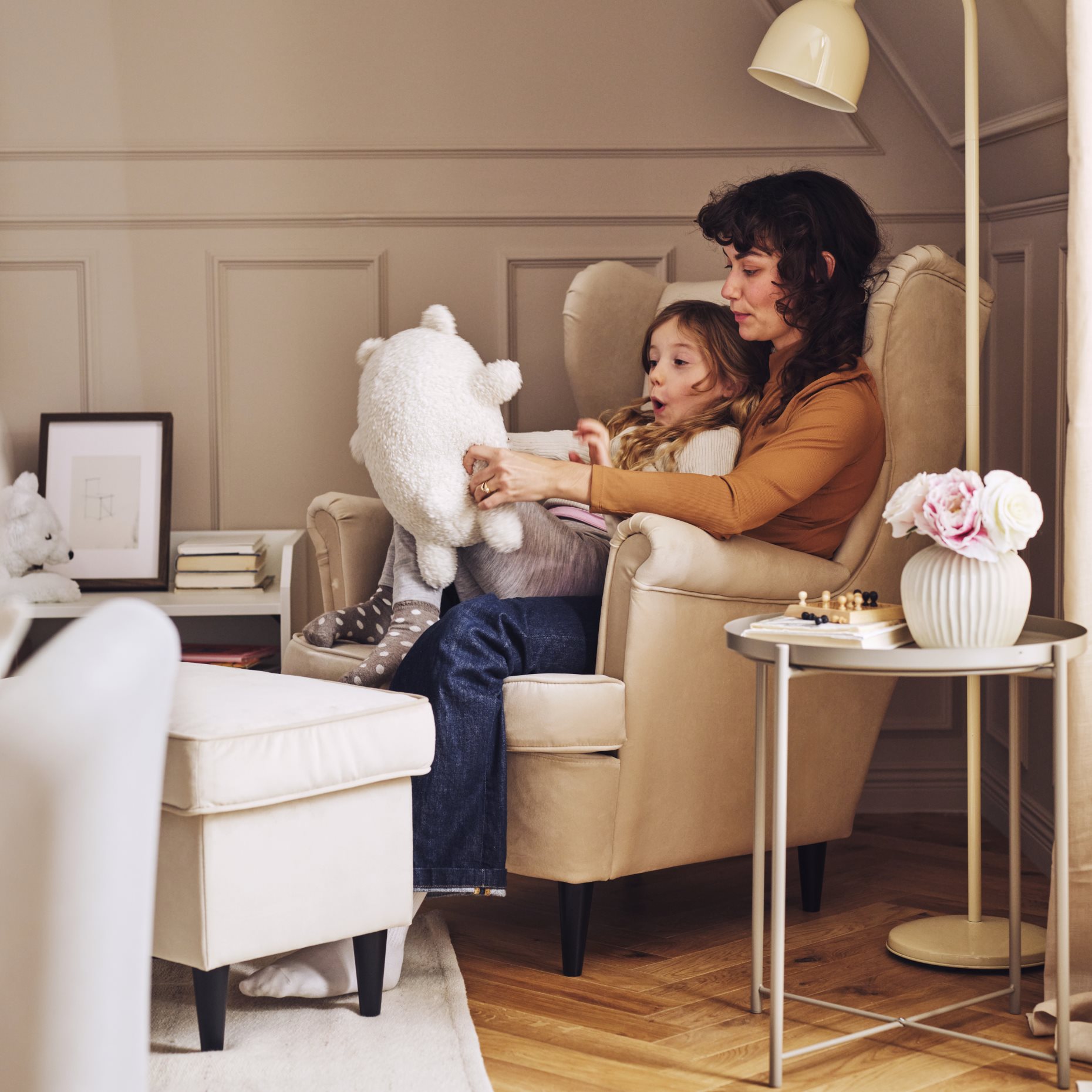 STRANDMON, wing chair with footstool, 295.903.66