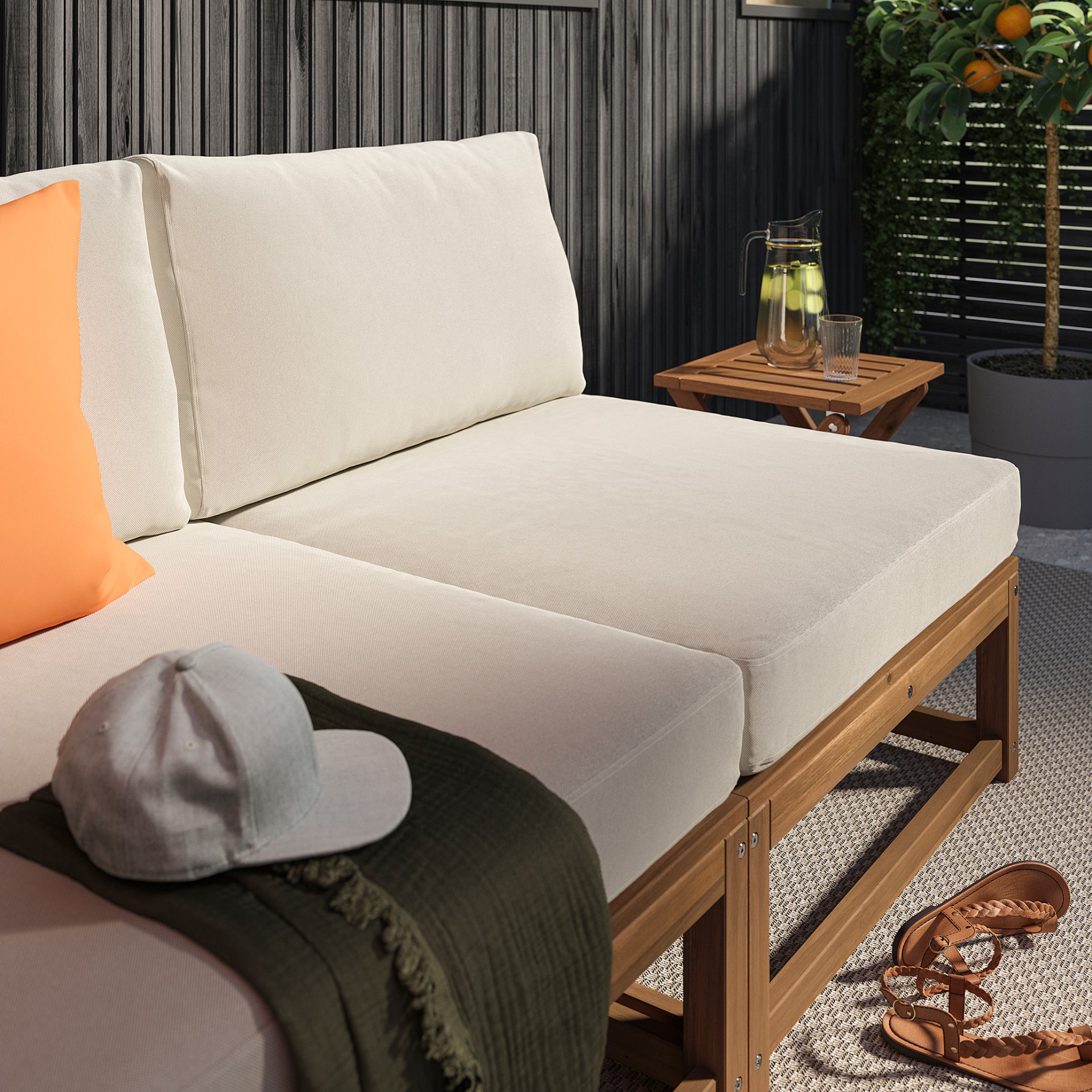 NÄMMARÖ, 4-seat modular sofa with chaise longue outdoor, 324 cm, 296.075.93