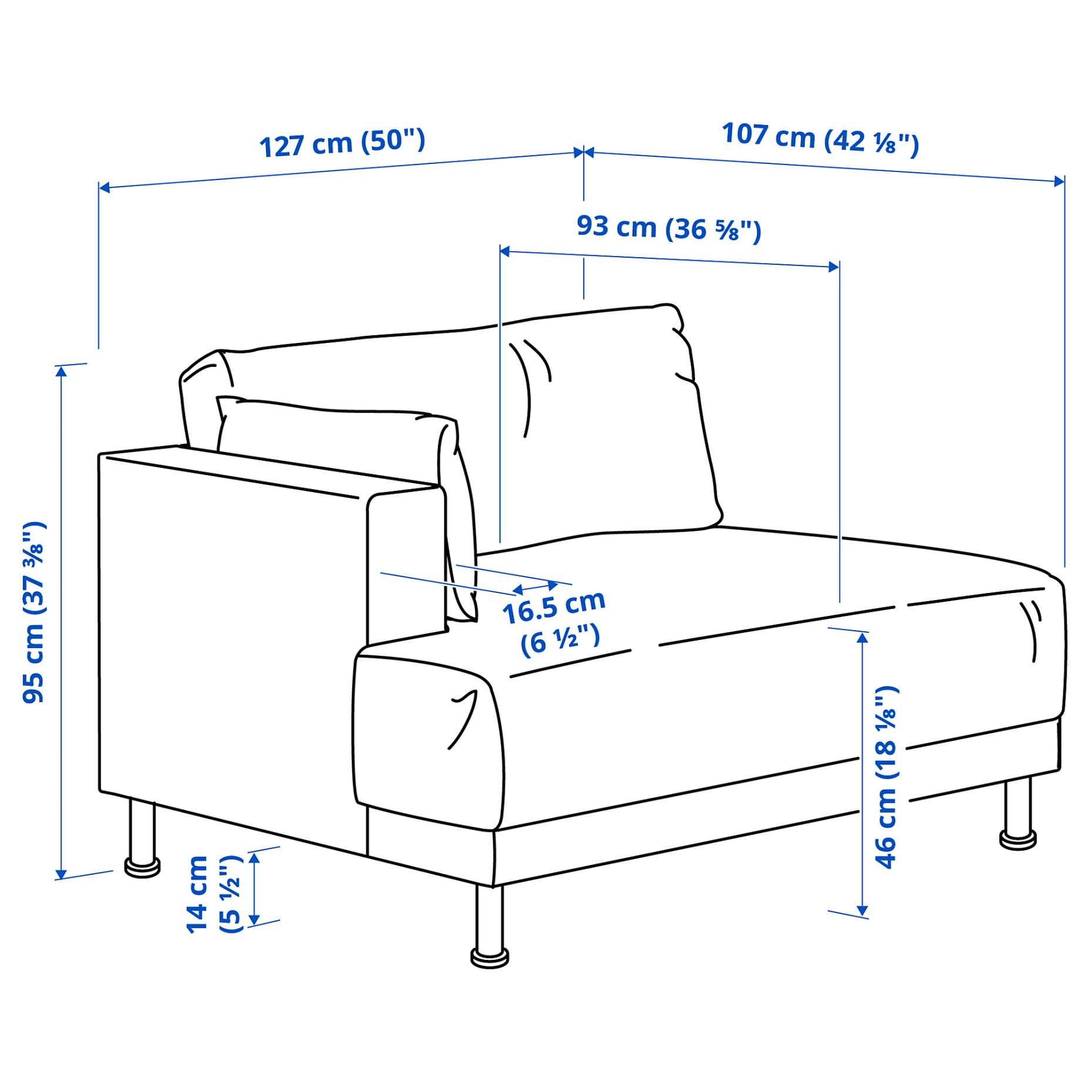 UPPÅKRA, 1.5-seat module with armrest left, 296.129.62