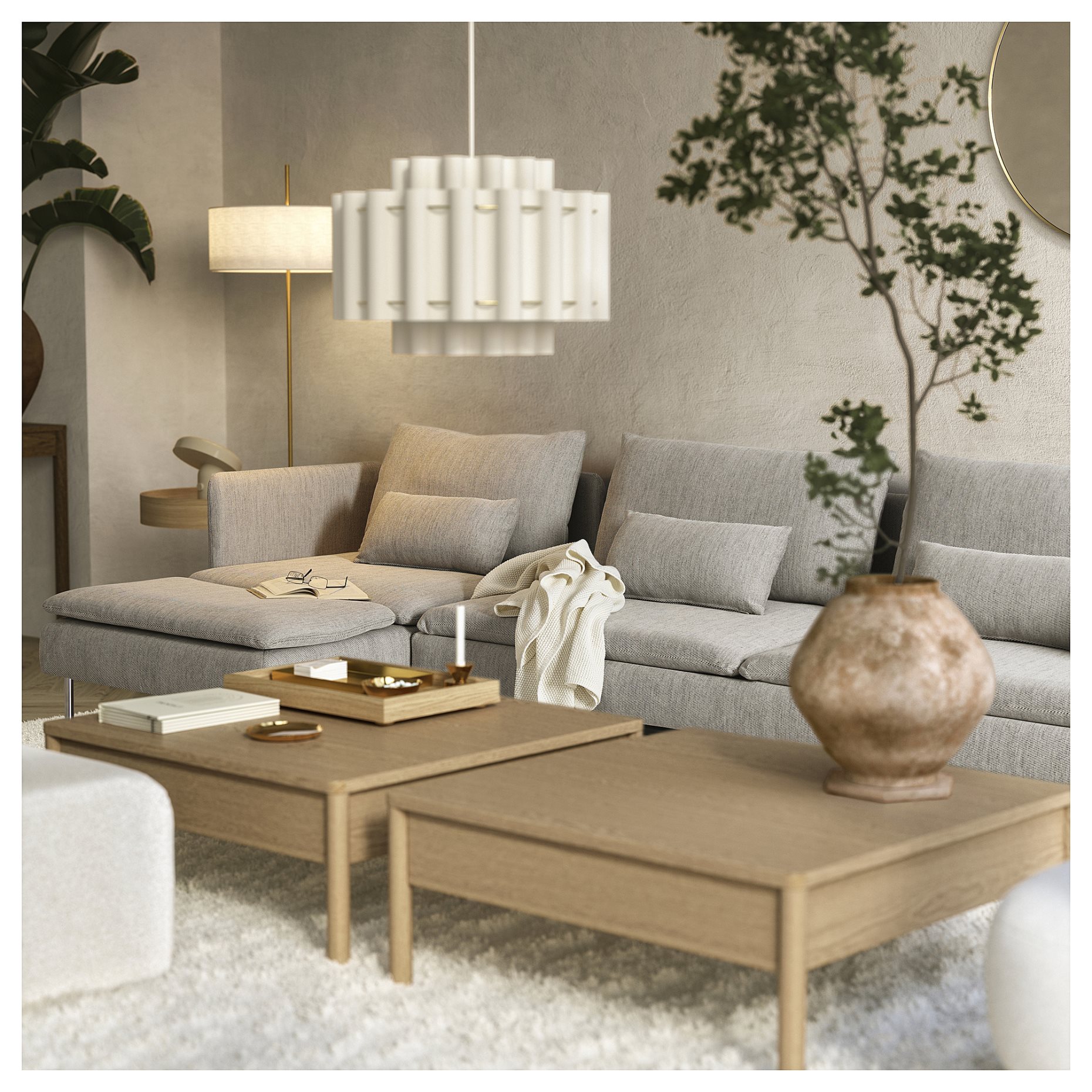SÖDERHAMN, 4-seat sofa-bed with chaise longue, 296.164.46